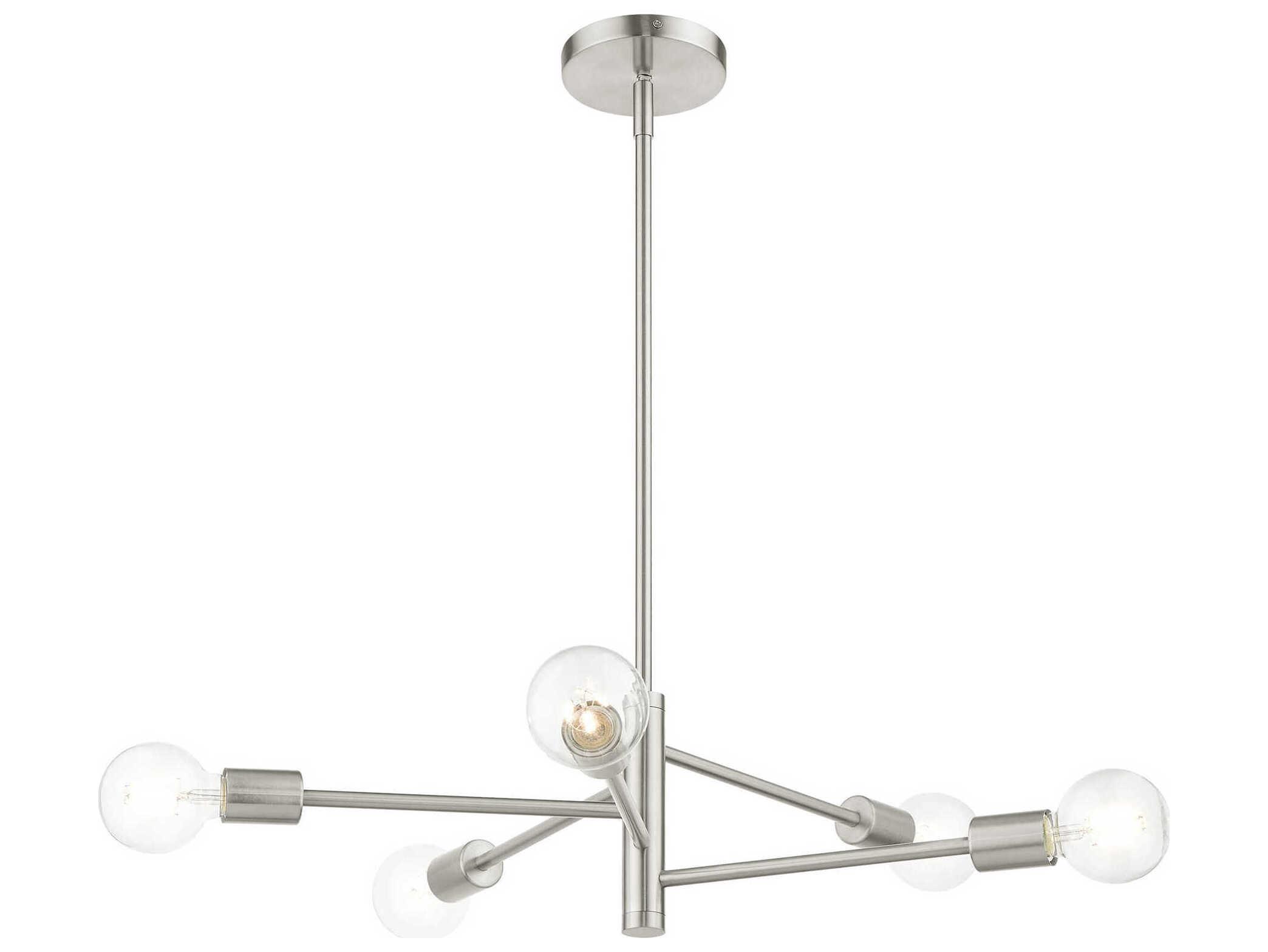 Livex Lighting Bannister 5-Light Brushed Nickel Linear Chandelier