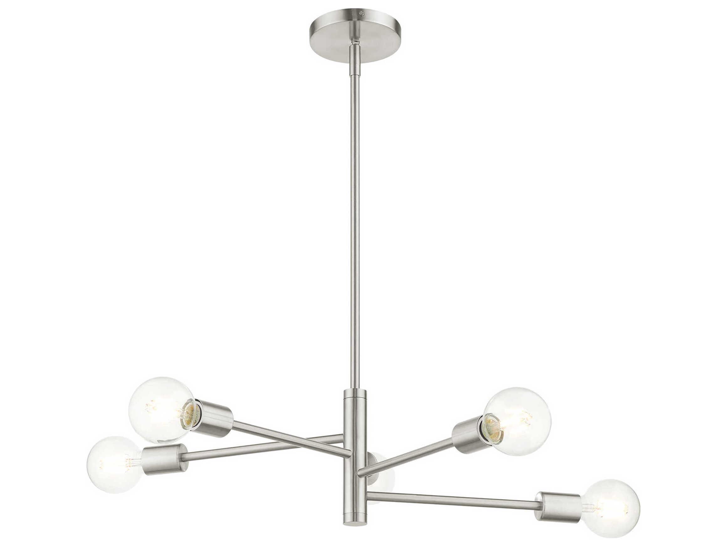 Livex Lighting Bannister 5-Light Brushed Nickel Linear Chandelier