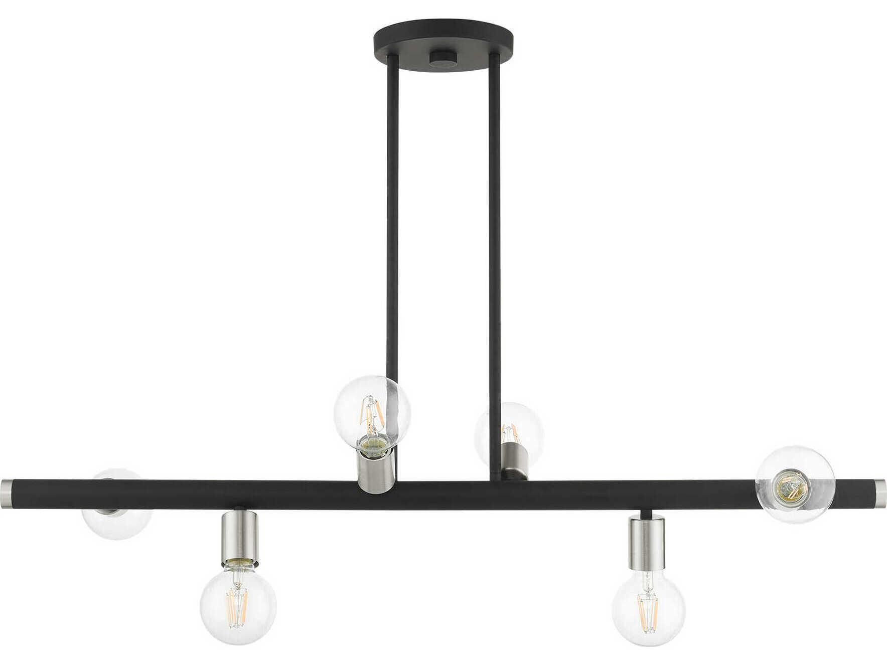 Livex Lighting Bannister 6-Light Black Brushed Nickel Linear Island Pendant