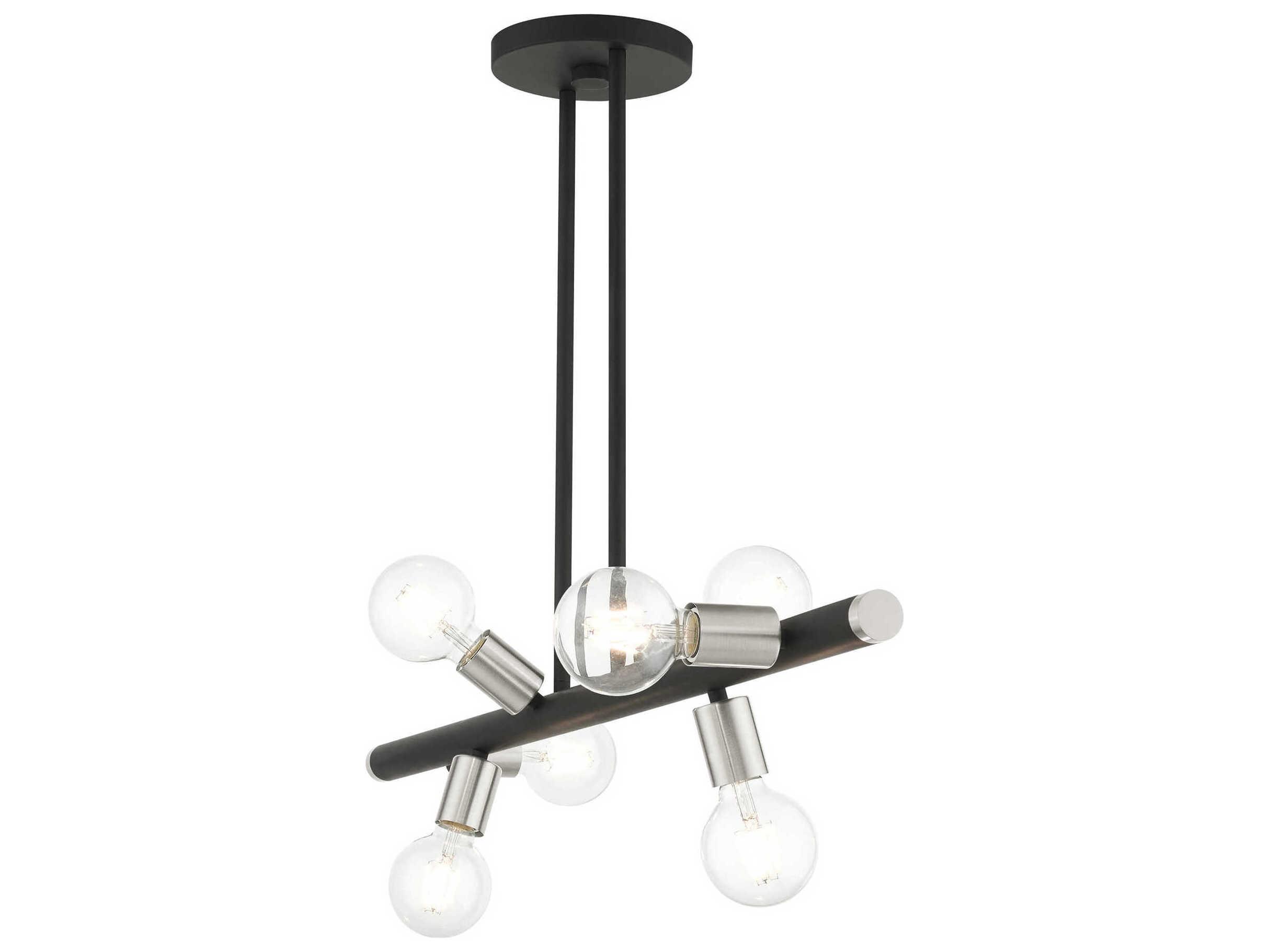 Livex Lighting Bannister 6-Light Black Brushed Nickel Linear Island Pendant