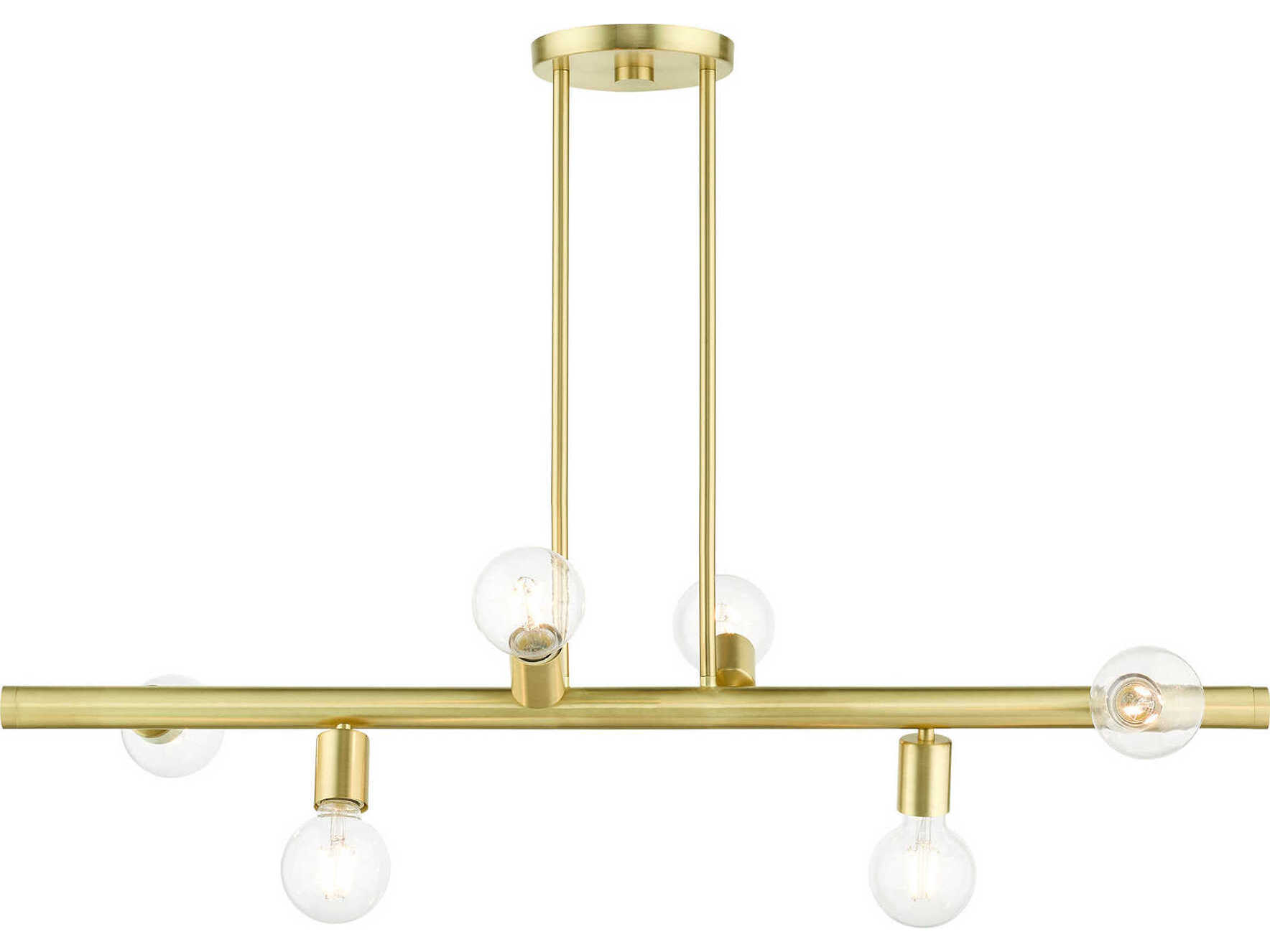 Livex Lighting Bannister 6-Light Satin Brass Linear Island Pendant