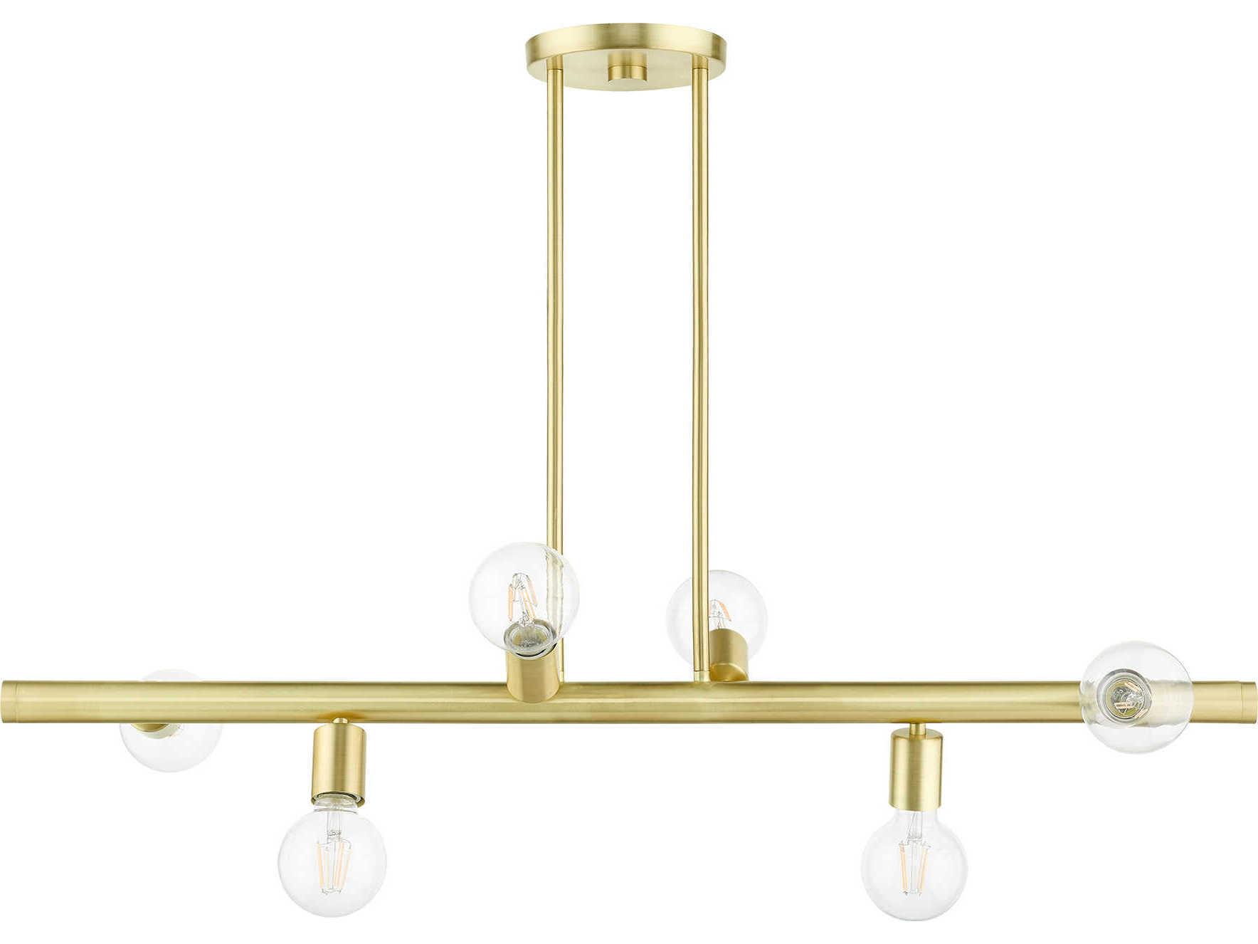 Livex Lighting Bannister 6-Light Satin Brass Linear Island Pendant