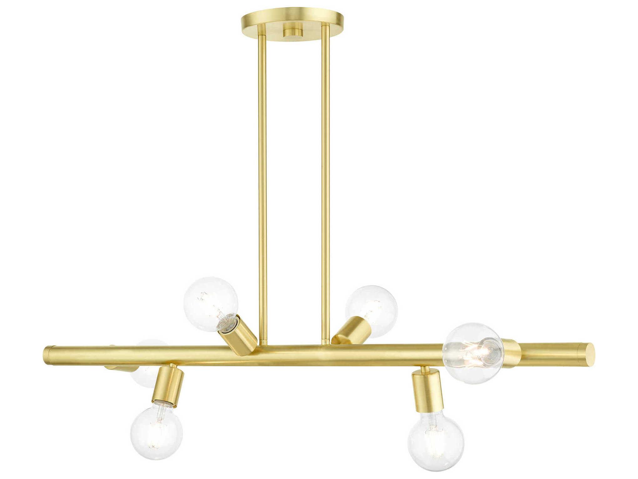 Livex Lighting Bannister 6-Light Satin Brass Linear Island Pendant