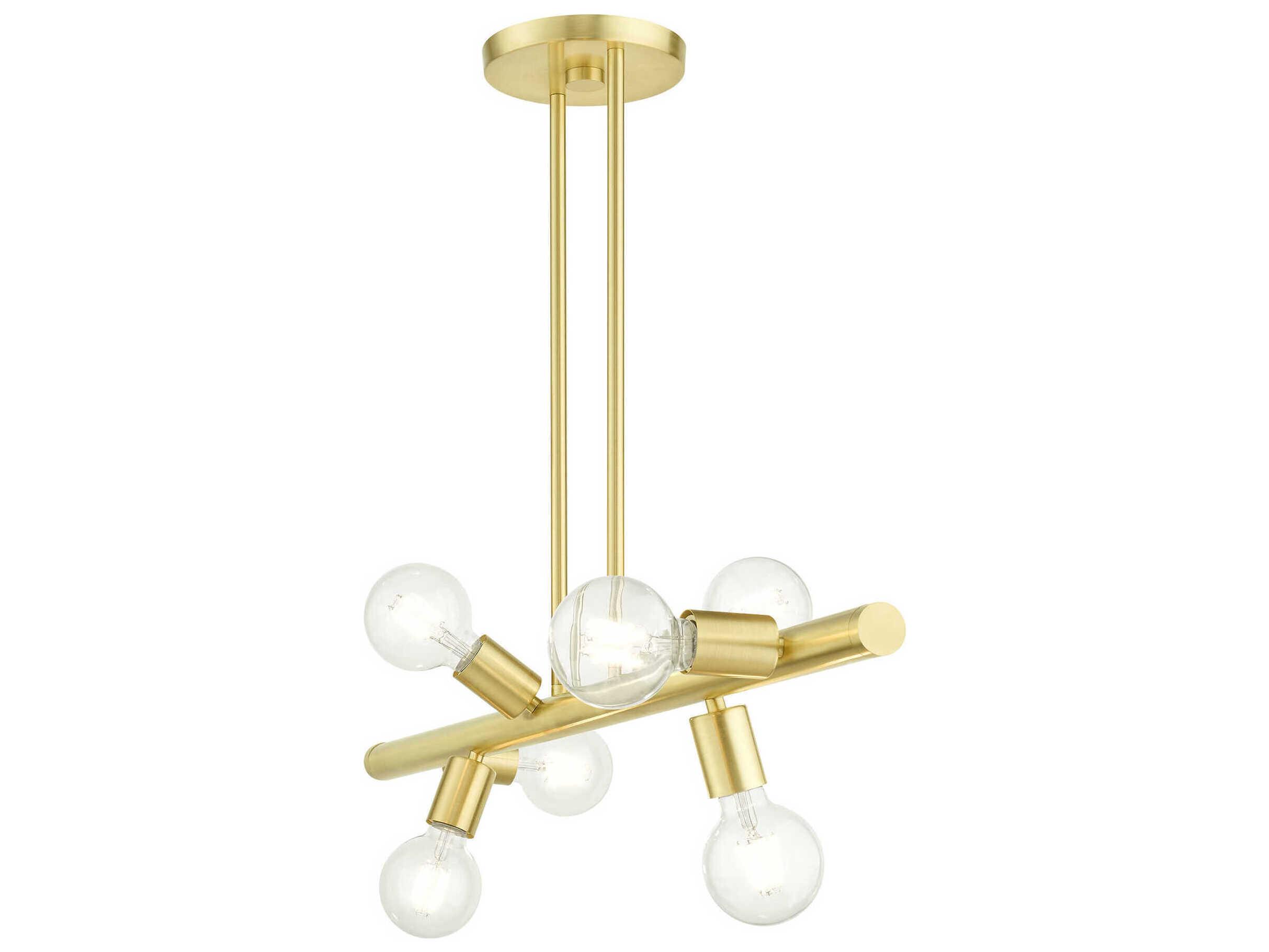 Livex Lighting Bannister 6-Light Satin Brass Linear Island Pendant