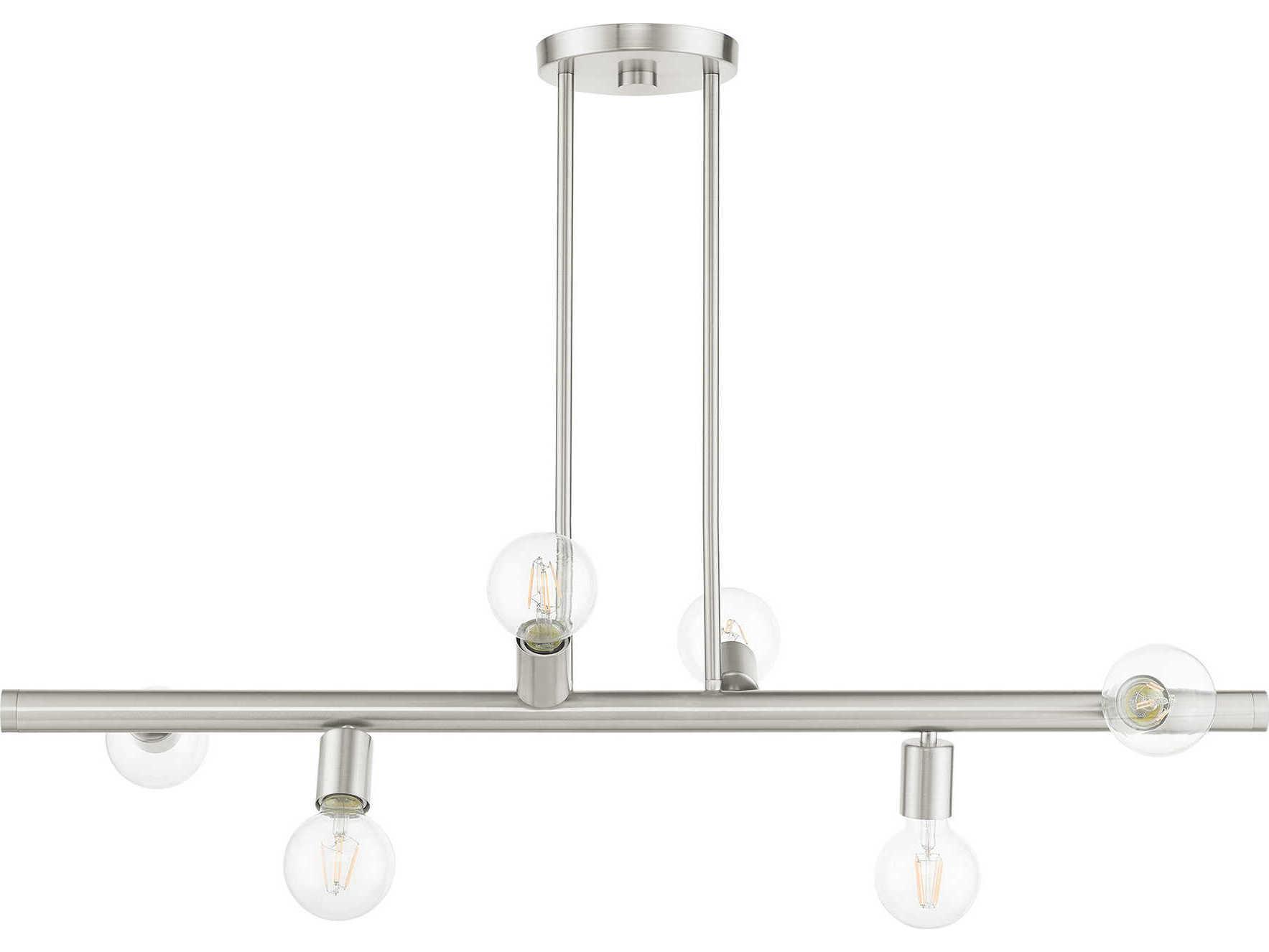 Livex Lighting Bannister 6-Light Brushed Nickel Linear Island Pendant