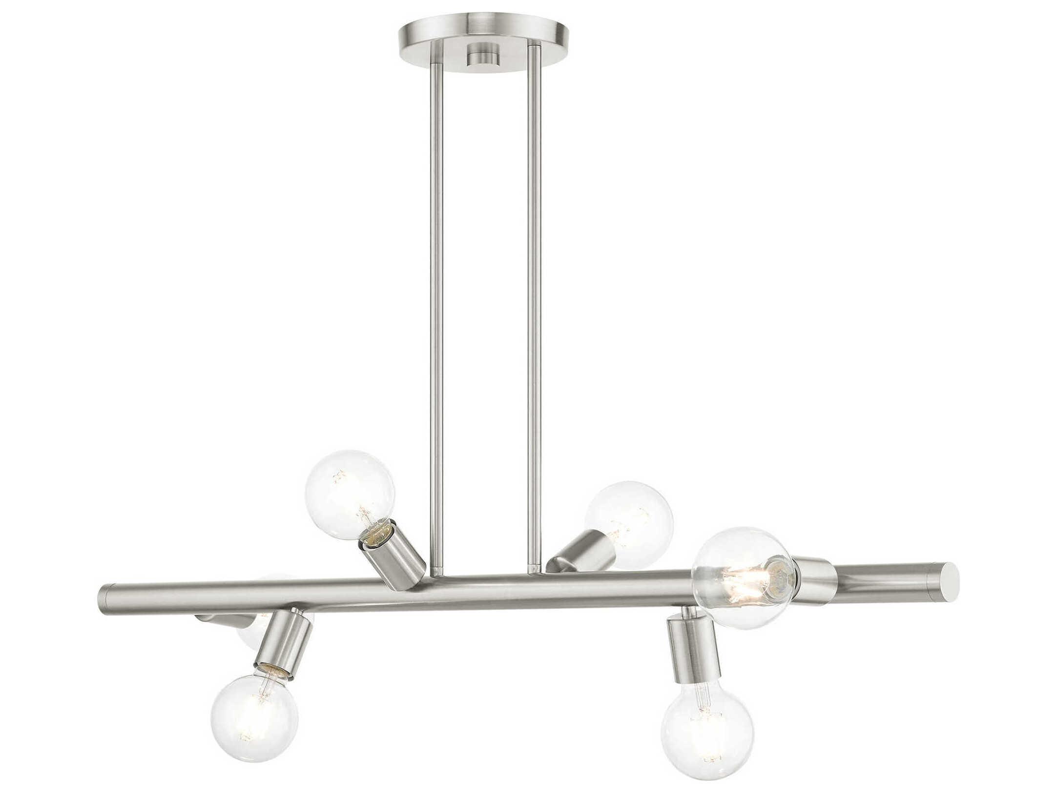 Livex Lighting Bannister 6-Light Brushed Nickel Linear Island Pendant