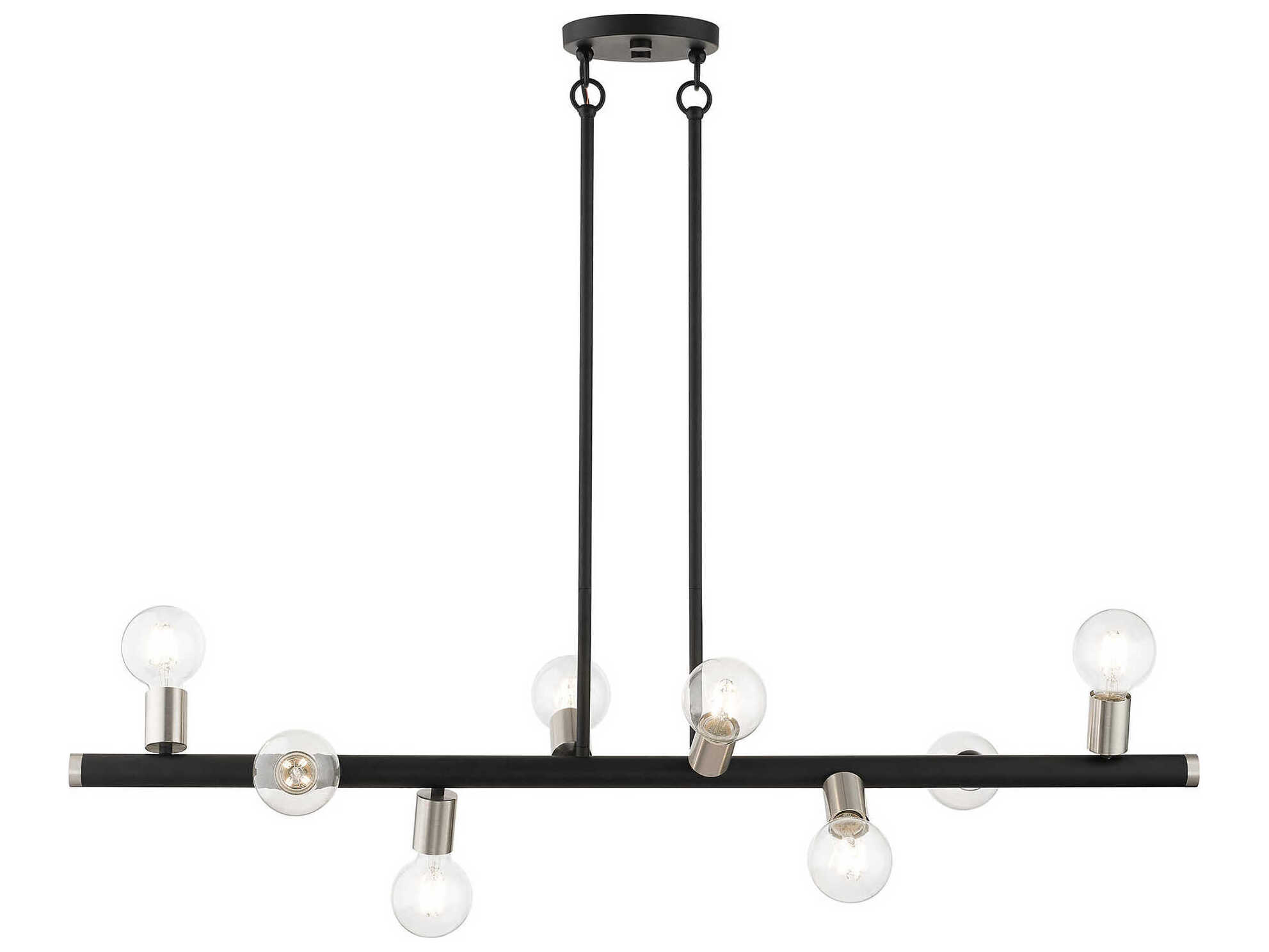 Livex Lighting Bannister 8-Light Black Brushed Nickel Linear Island Pendant