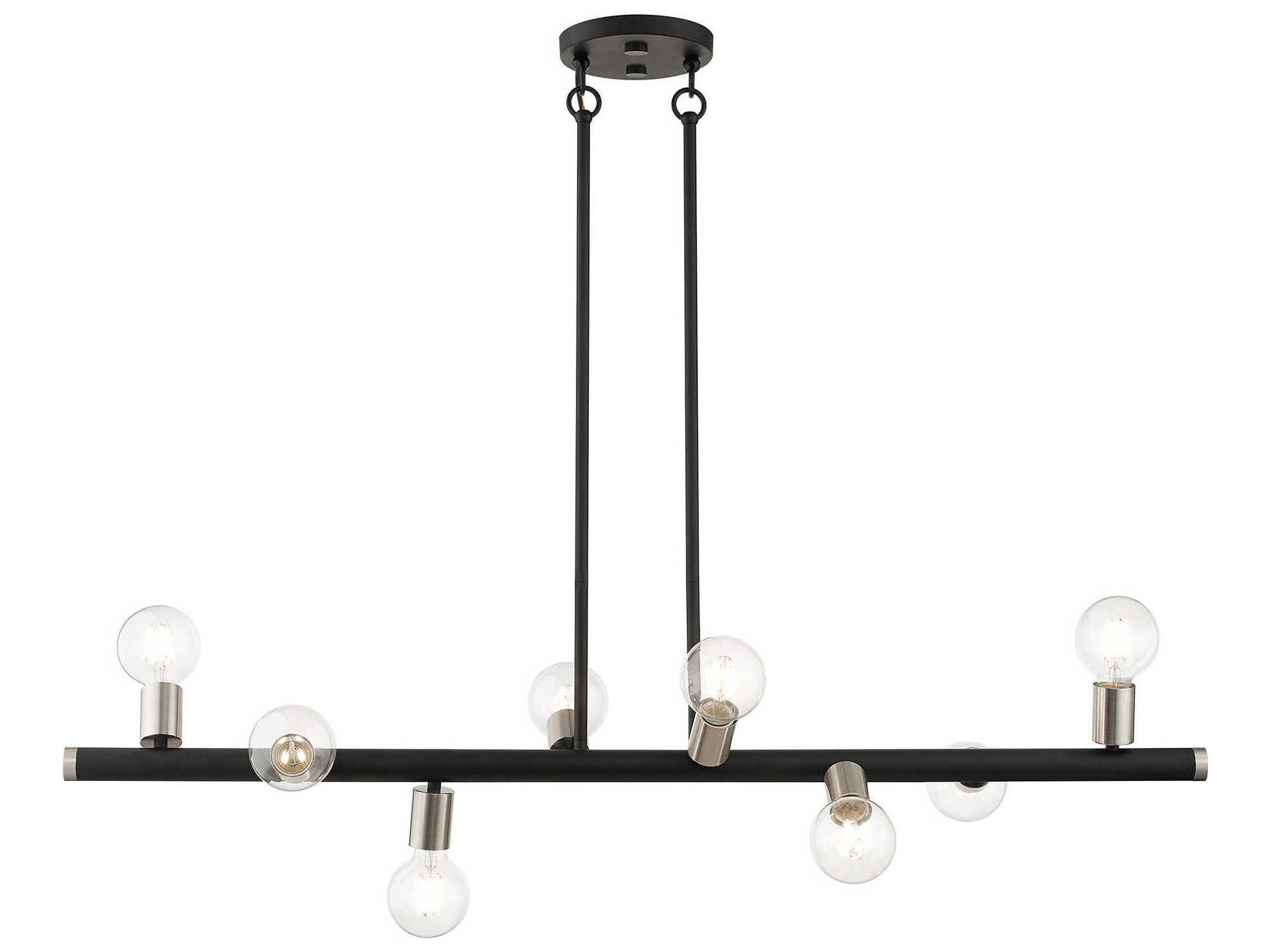 Livex Lighting Bannister 8-Light Black Brushed Nickel Linear Island Pendant