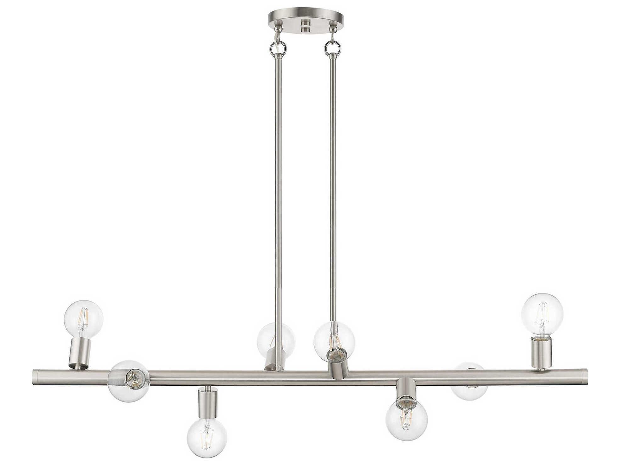 Livex Lighting Bannister 8-Light Brushed Nickel Linear Island Pendant