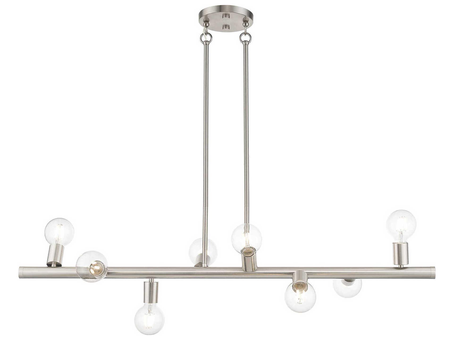 Livex Lighting Bannister 8-Light Brushed Nickel Linear Island Pendant