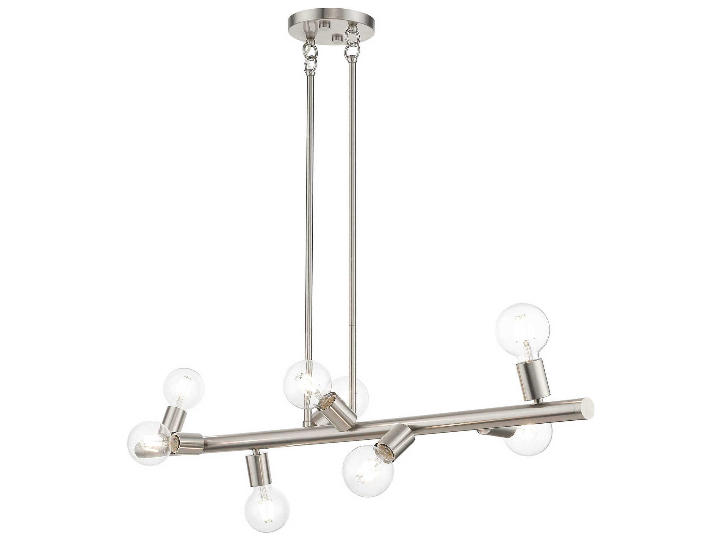 Livex Lighting Bannister 8-Light Brushed Nickel Linear Island Pendant