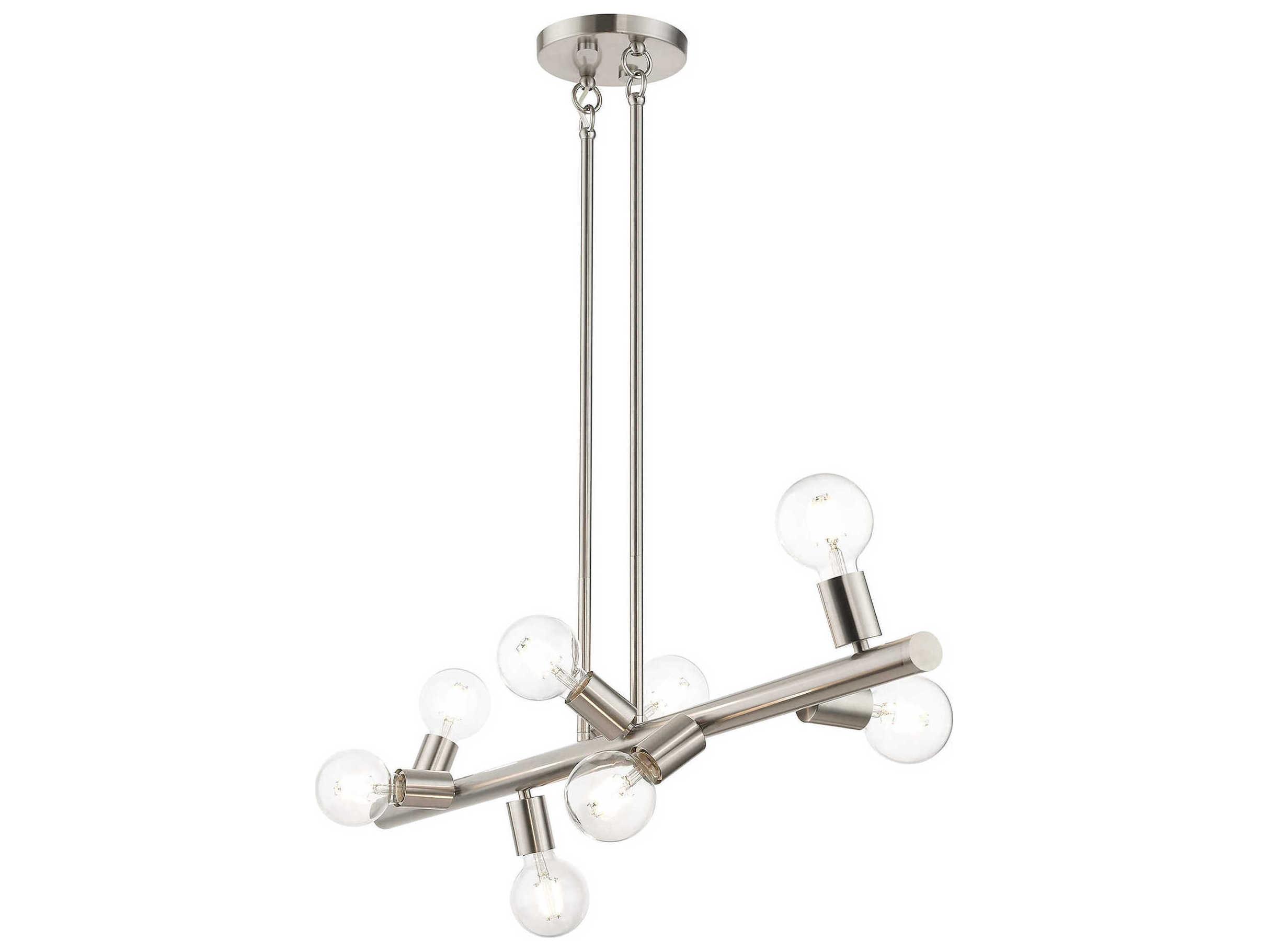 Livex Lighting Bannister 8-Light Brushed Nickel Linear Island Pendant