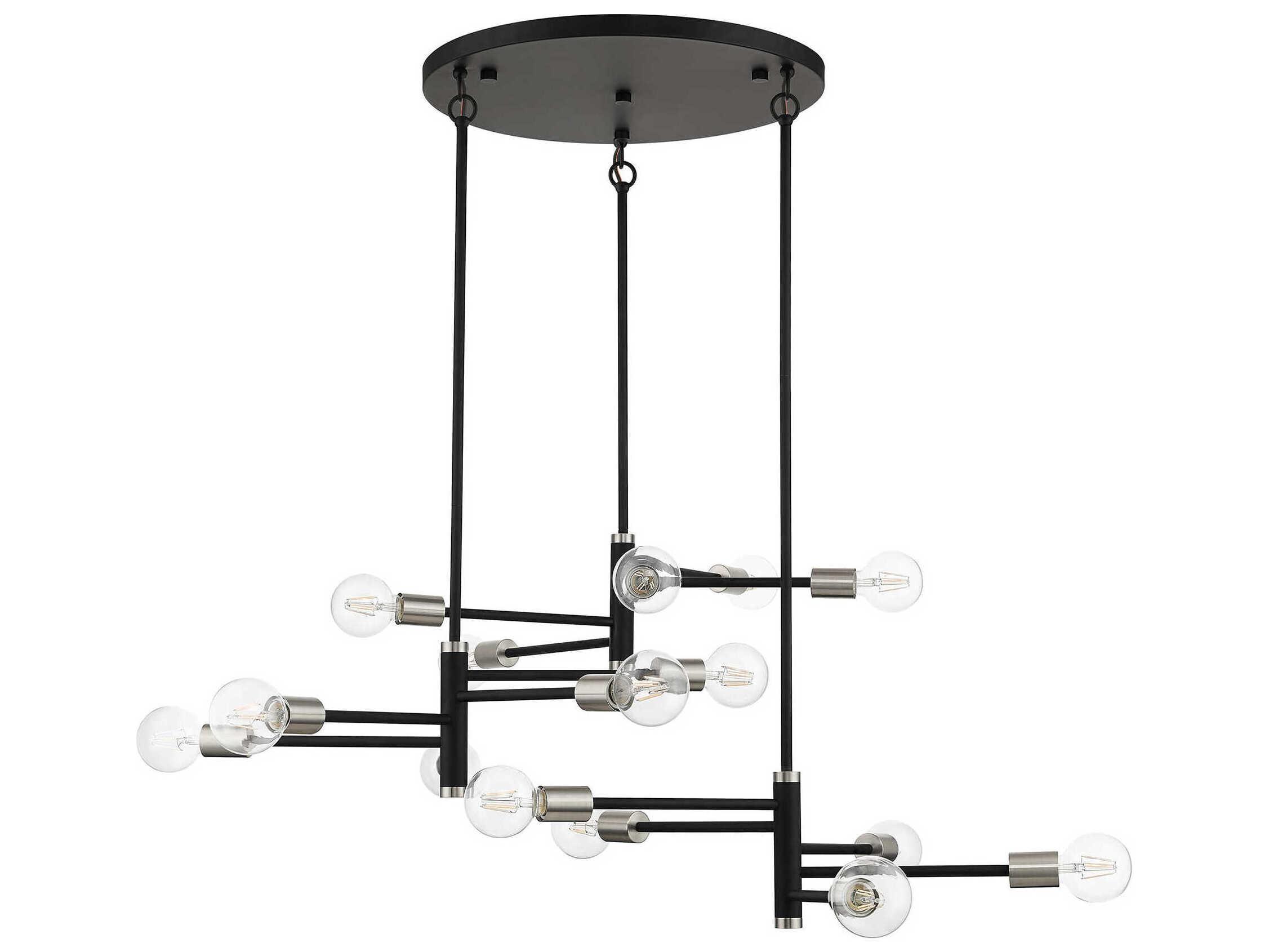 Livex Lighting Bannister 15-Light Black Brushed Nickel Linear Chandelier