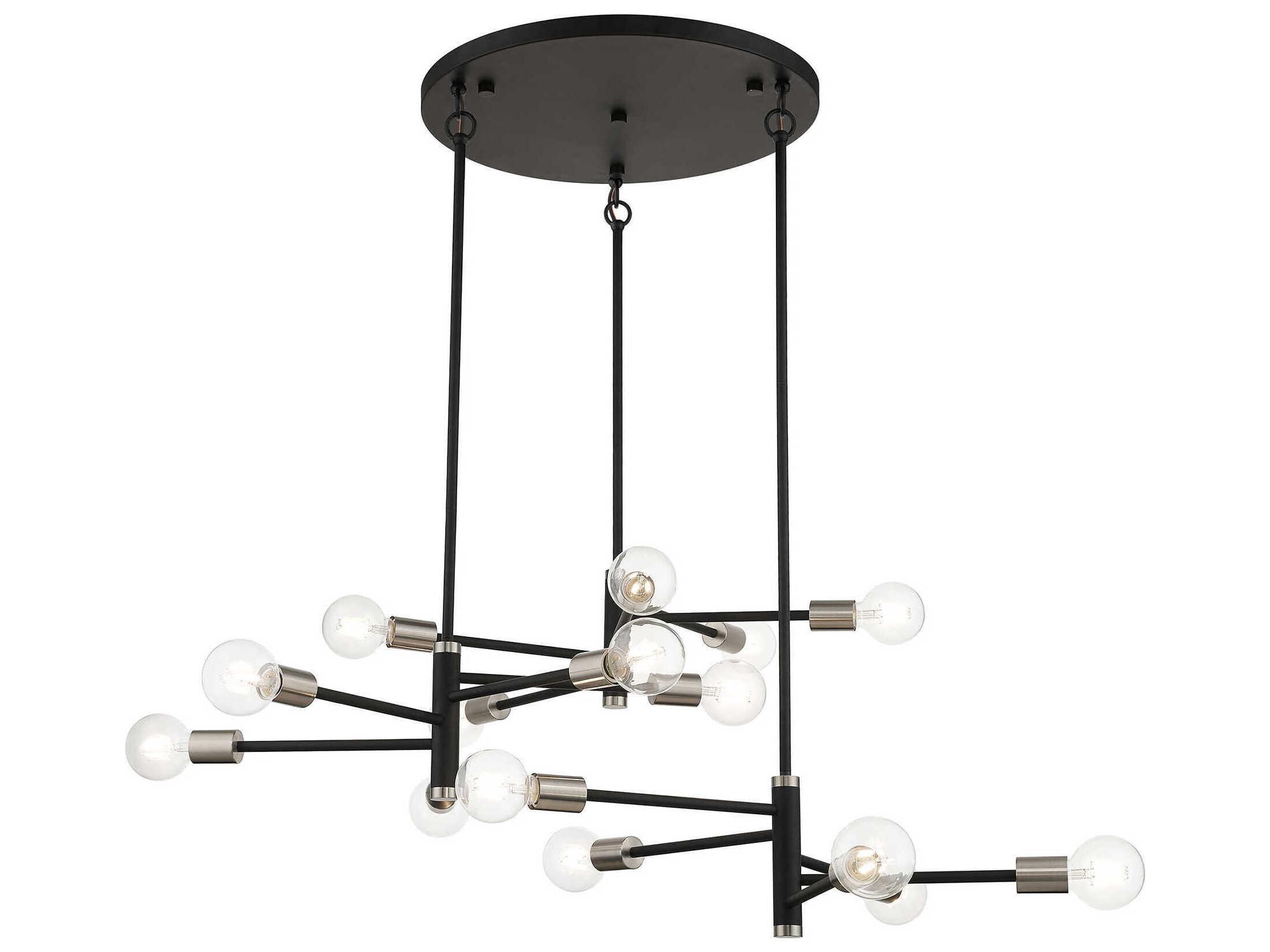 Livex Lighting Bannister 15-Light Black Brushed Nickel Linear Chandelier