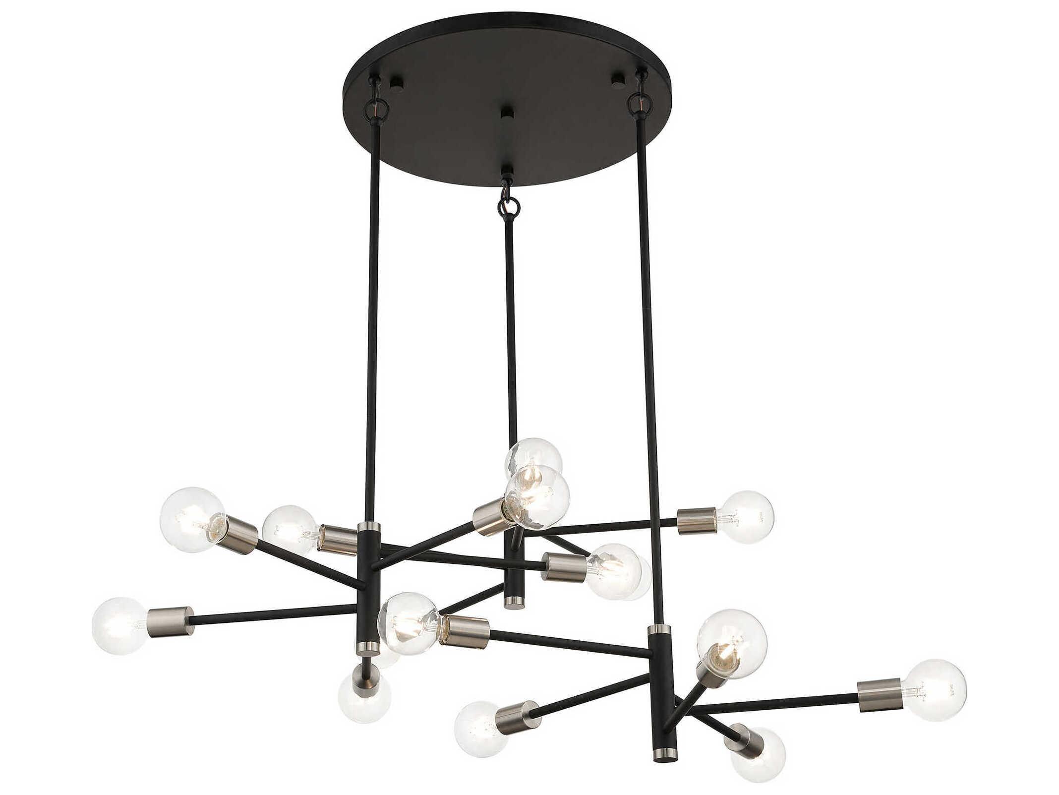 Livex Lighting Bannister 15-Light Black Brushed Nickel Linear Chandelier