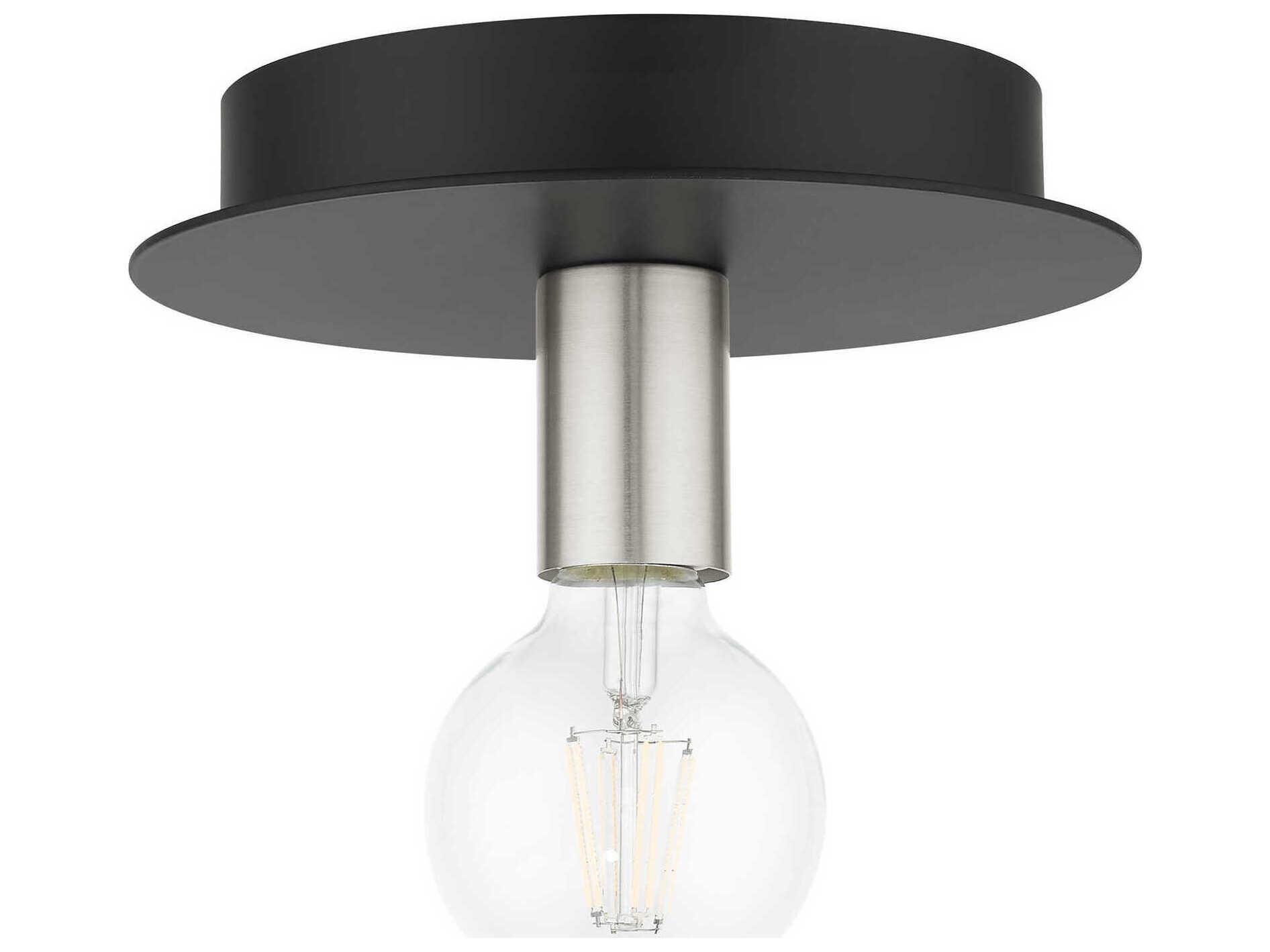 Livex Lighting Hillview 1-Light Black Globe Semi Flush Mount