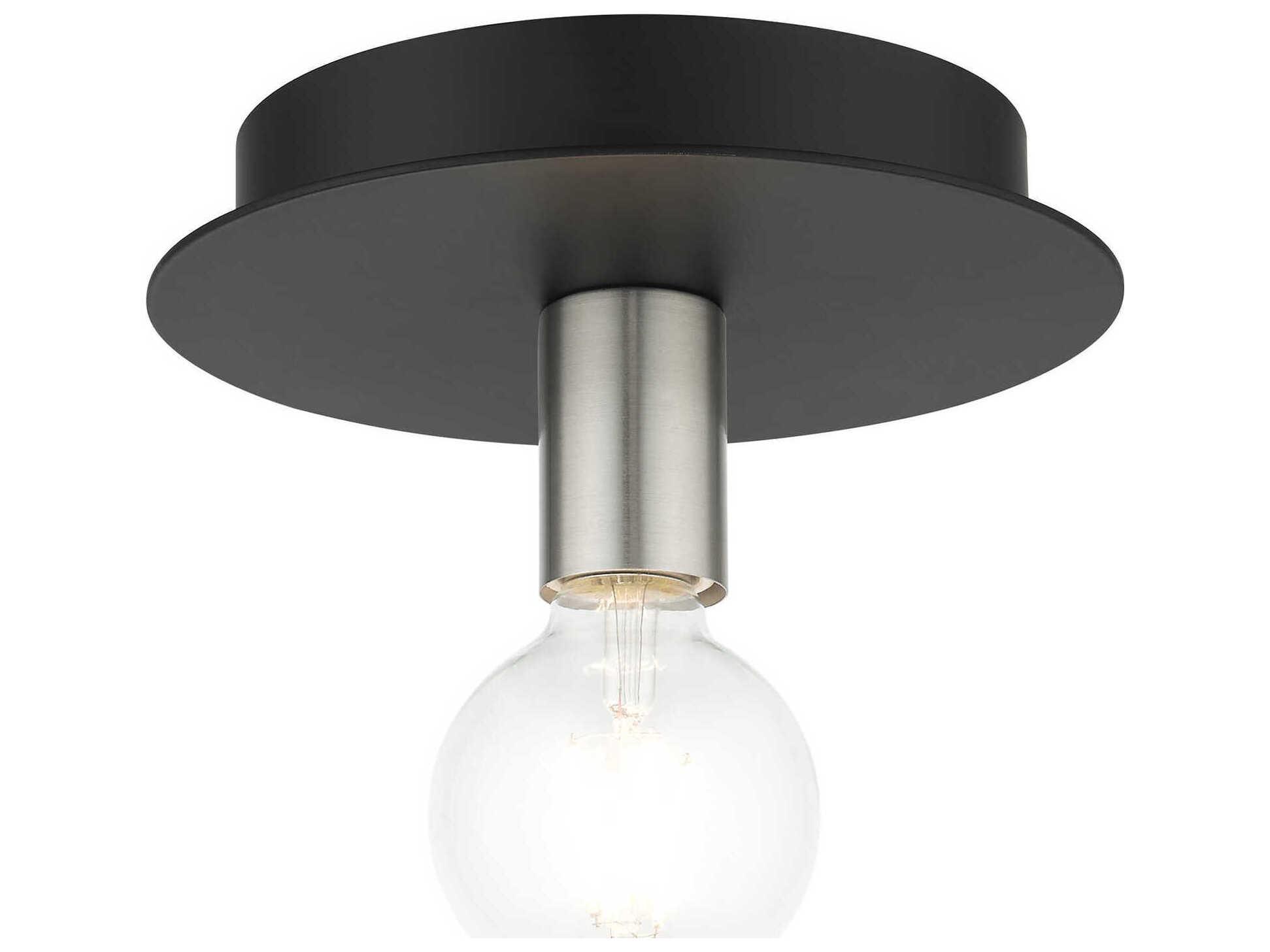 Livex Lighting Hillview 1-Light Black Globe Semi Flush Mount