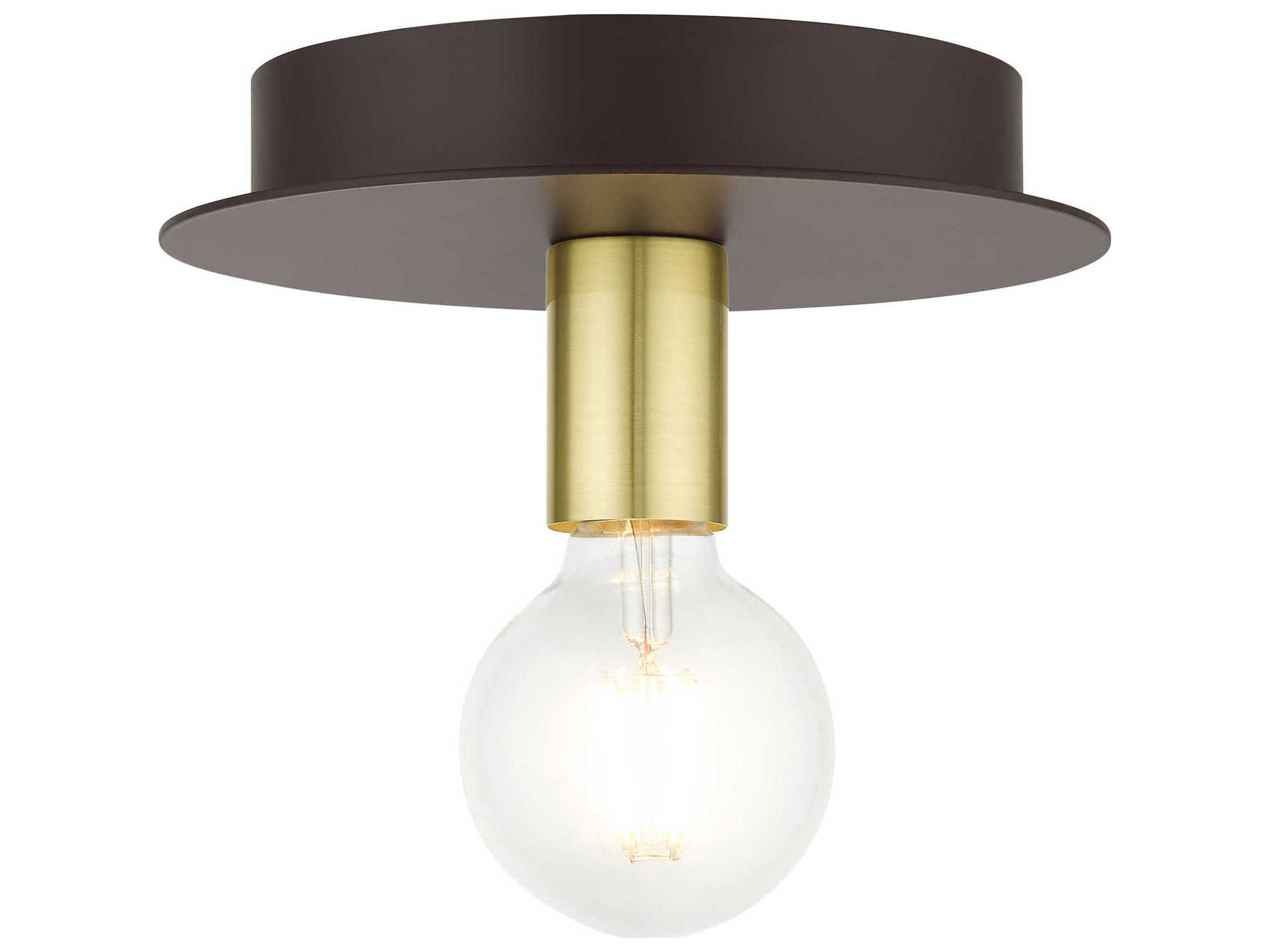 Livex Lighting Hillview 1-Light Bronze Globe Semi Flush Mount