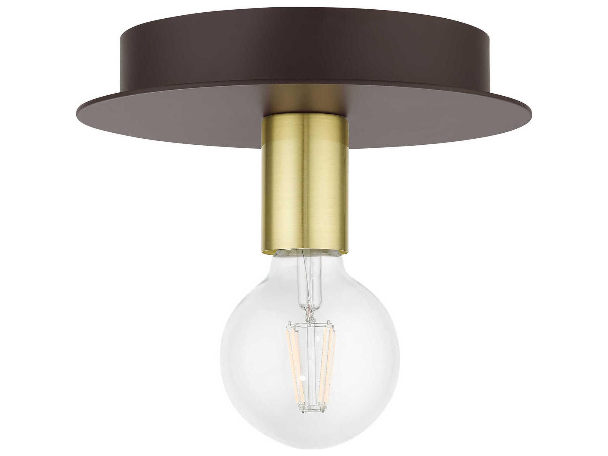 Livex Lighting Hillview 1-Light Bronze Globe Semi Flush Mount