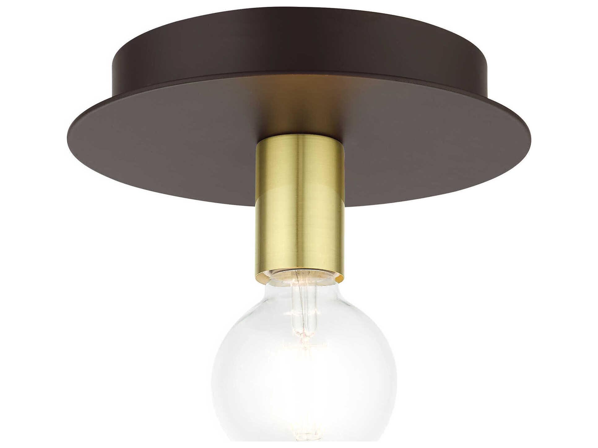 Livex Lighting Hillview 1-Light Bronze Globe Semi Flush Mount