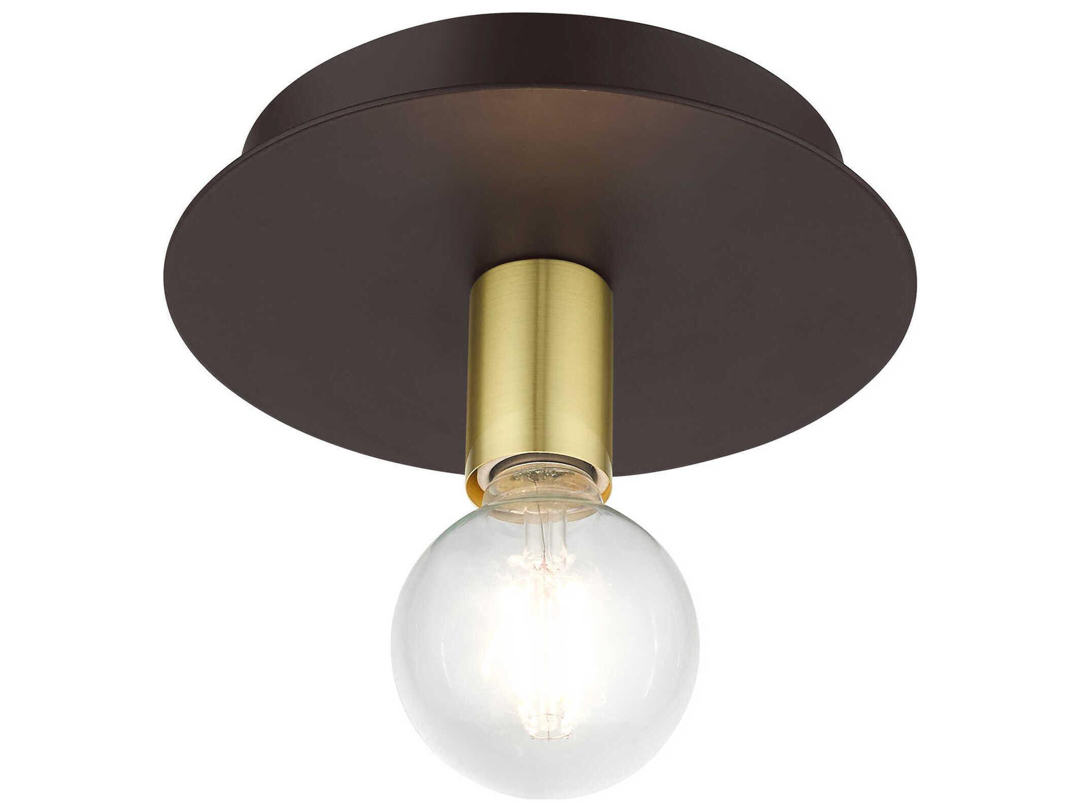 Livex Lighting Hillview 1-Light Bronze Globe Semi Flush Mount