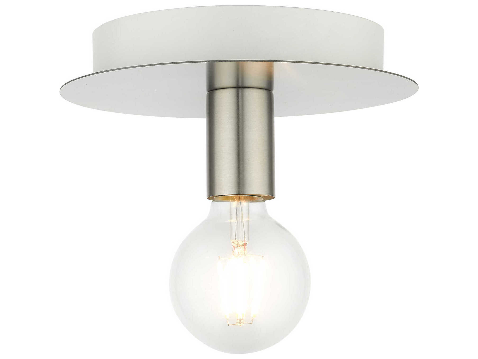 Livex Lighting Hillview 1-Light Brushed Nickel Globe Semi Flush Mount