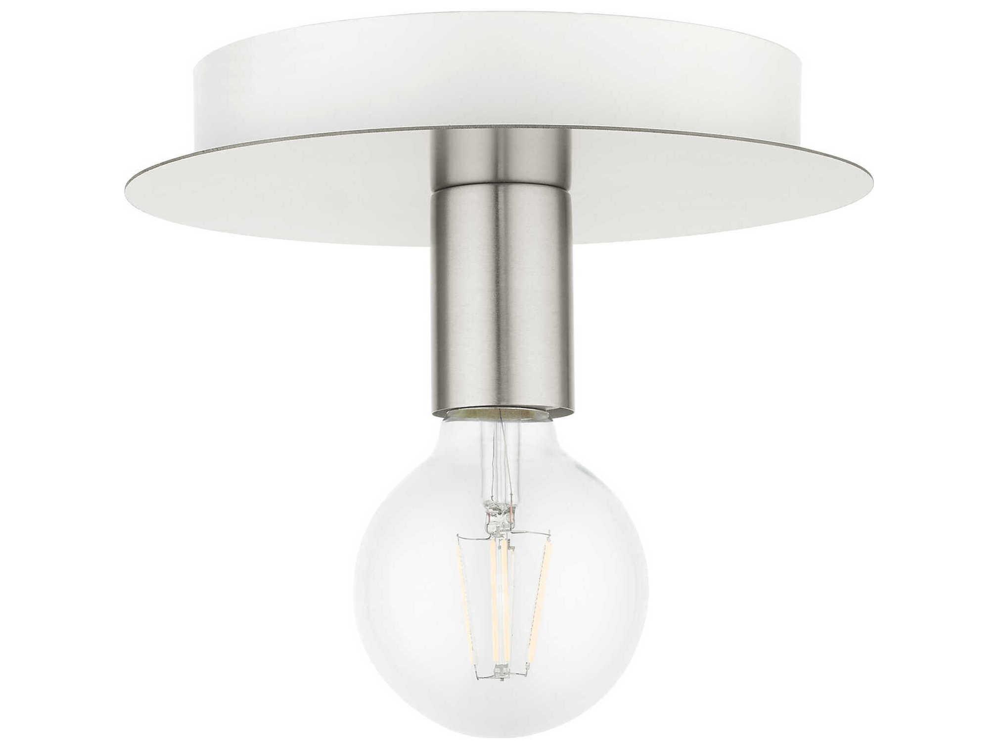 Livex Lighting Hillview 1-Light Brushed Nickel Globe Semi Flush Mount