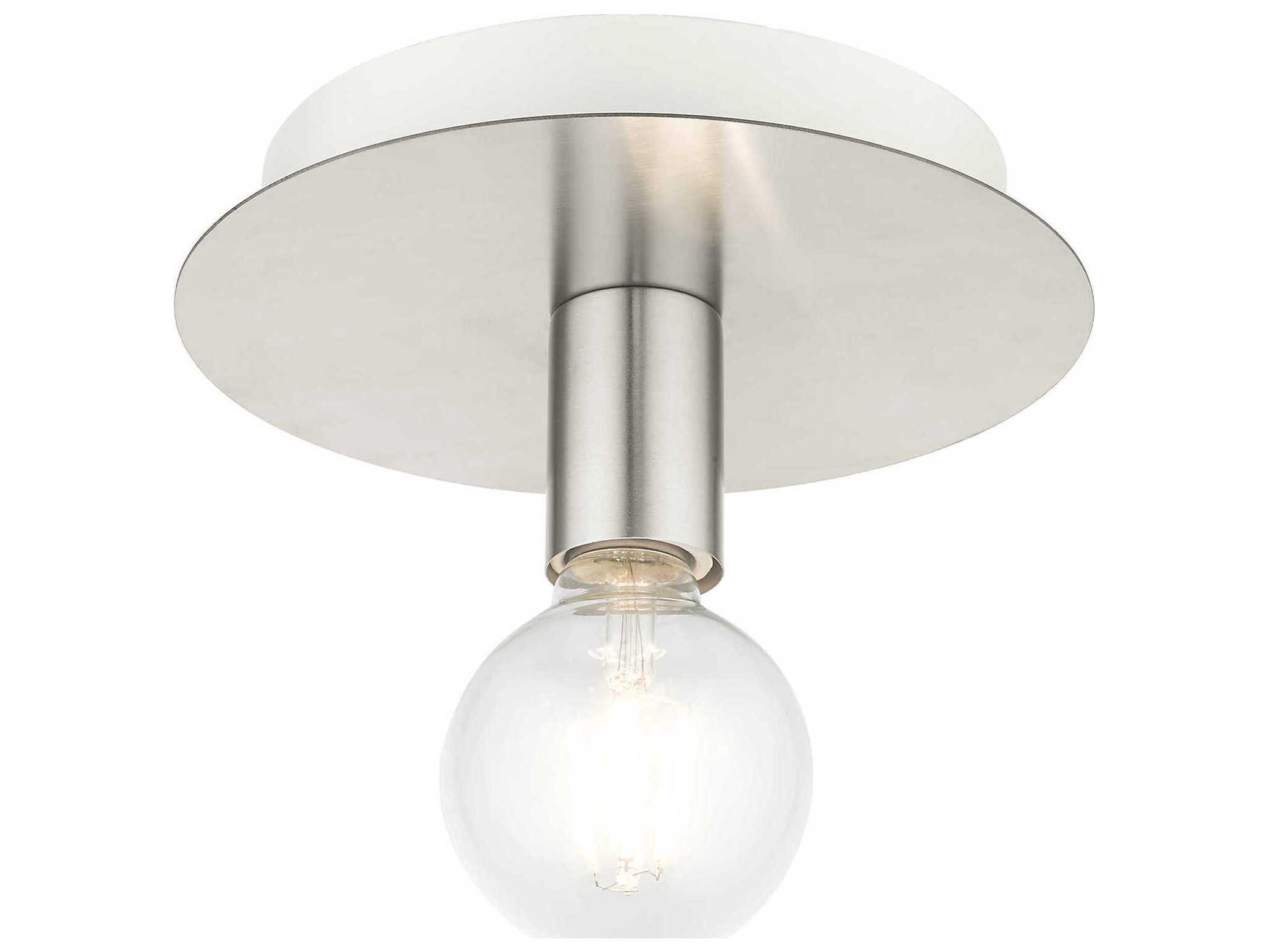 Livex Lighting Hillview 1-Light Brushed Nickel Globe Semi Flush Mount