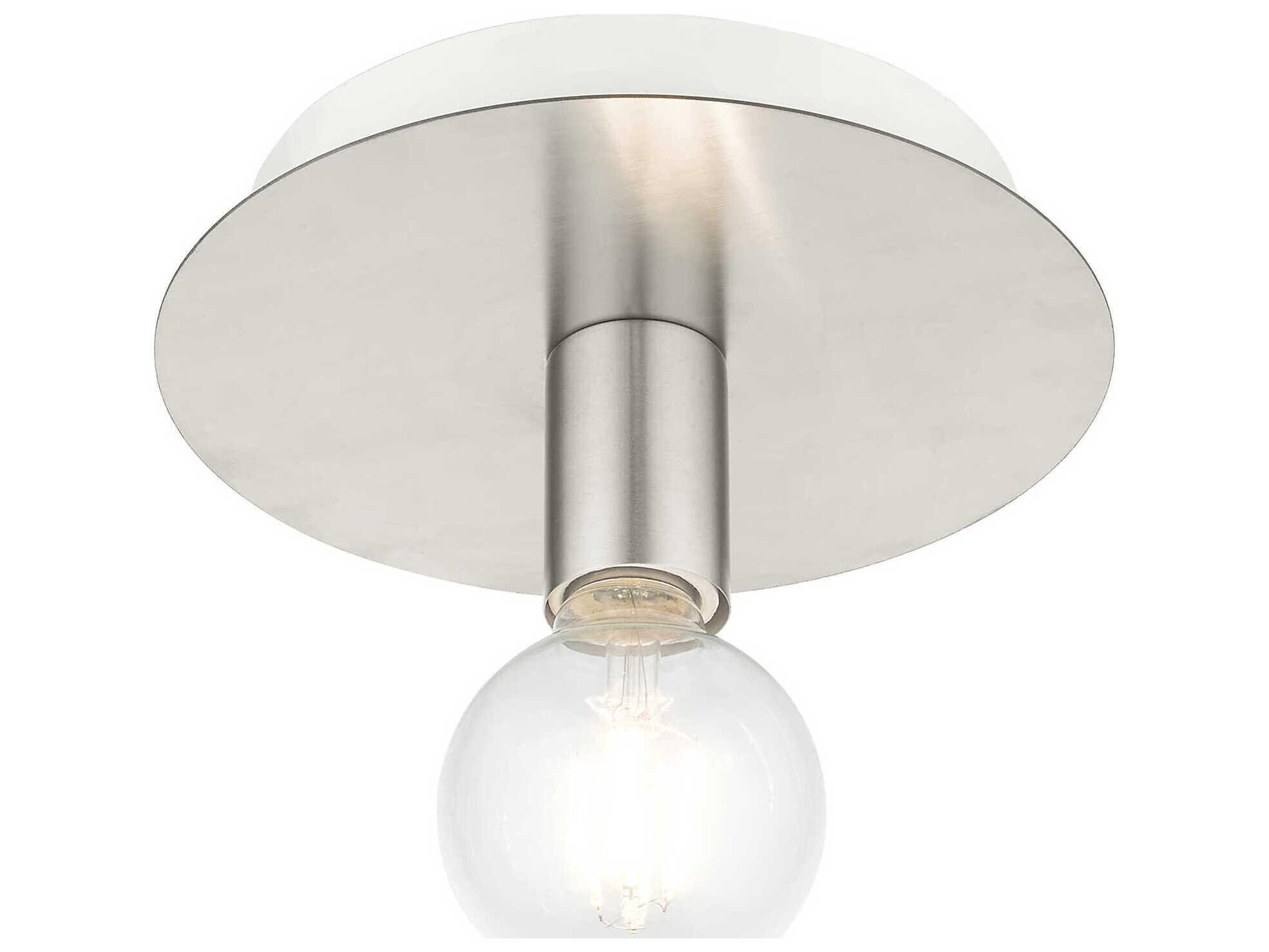 Livex Lighting Hillview 1-Light Brushed Nickel Globe Semi Flush Mount