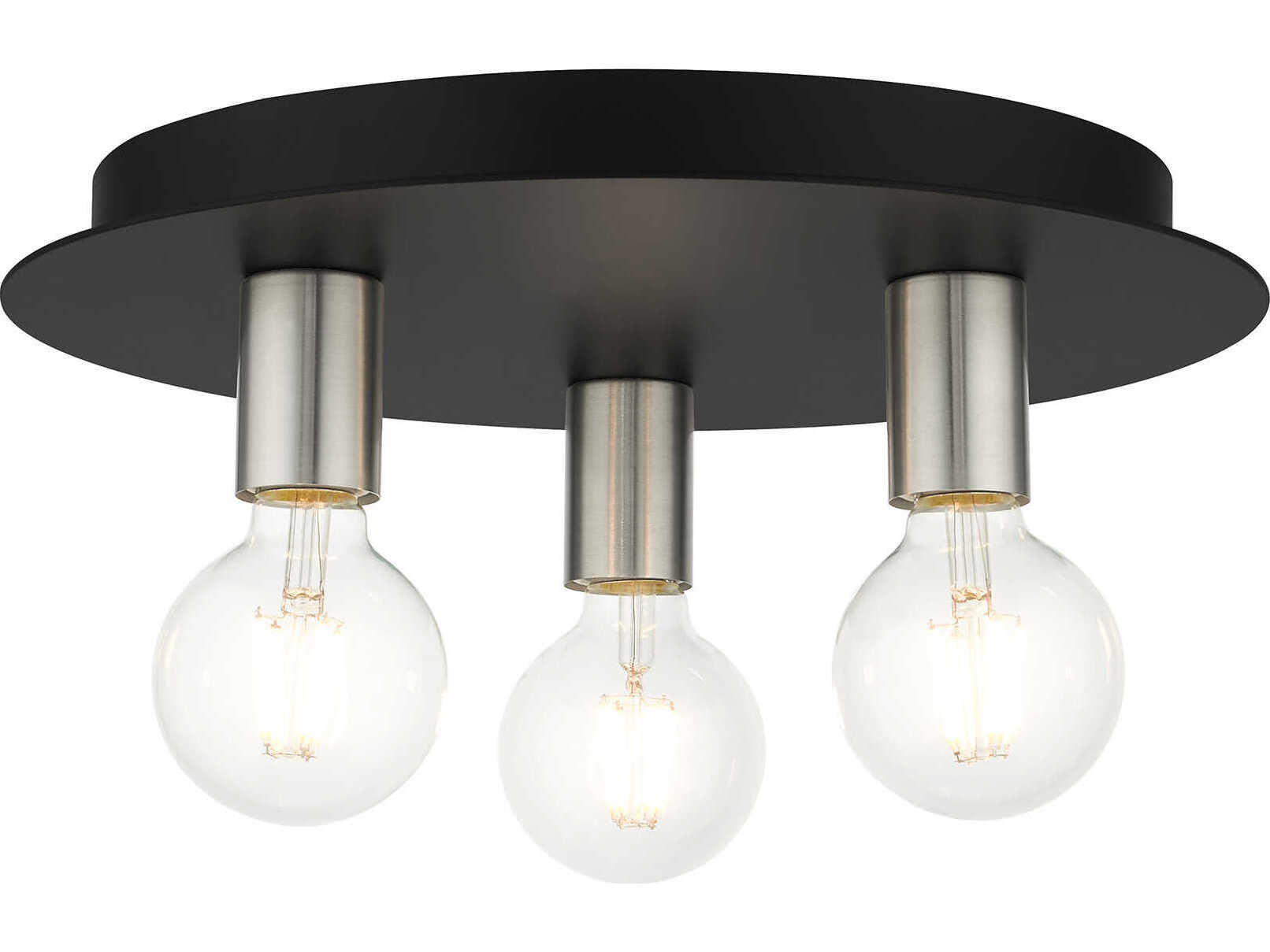 Livex Lighting Hillview 3-Light Black Globe Semi Flush Mount