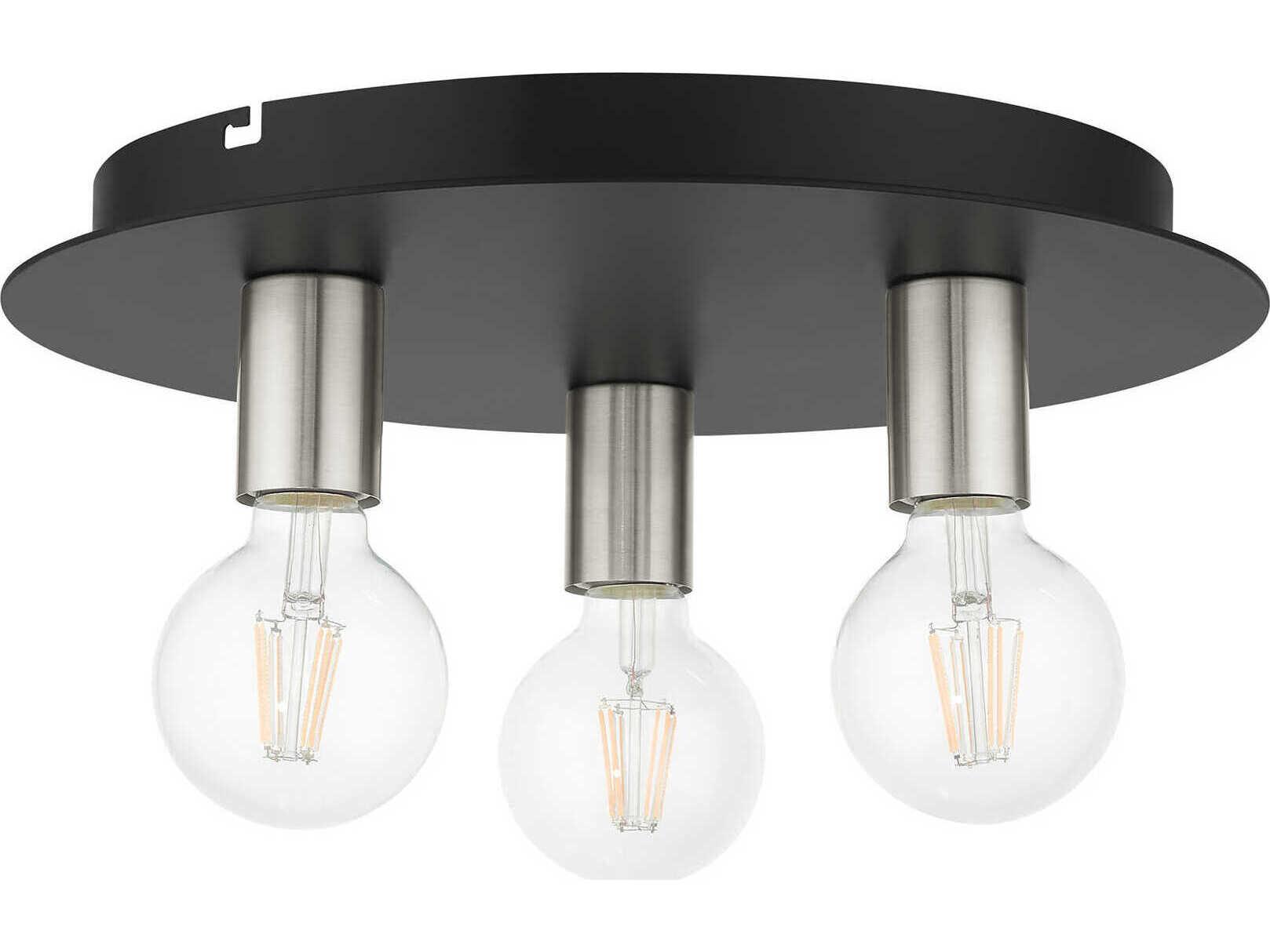 Livex Lighting Hillview 3-Light Black Globe Semi Flush Mount