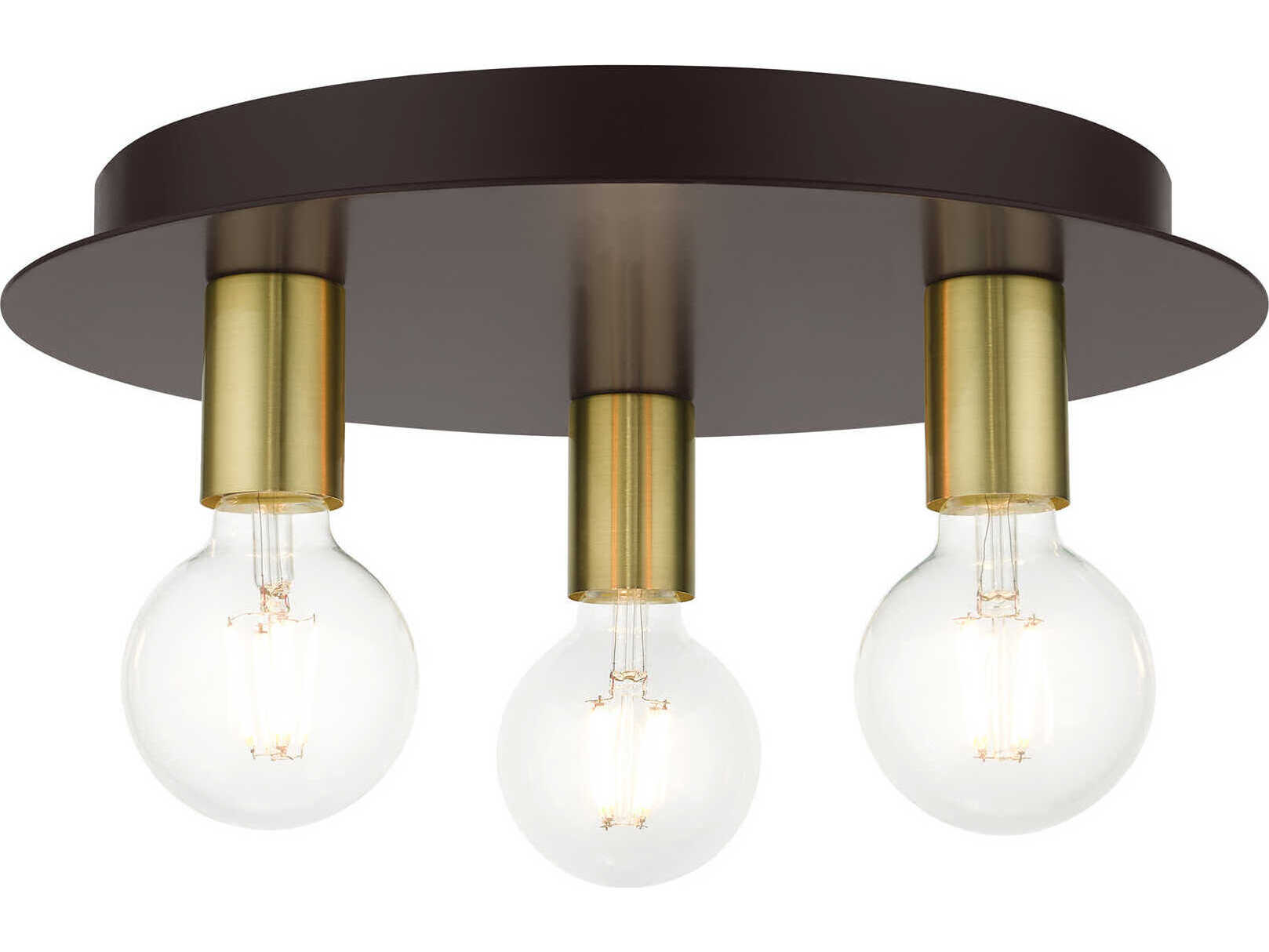 Livex Lighting Hillview 3-Light Bronze Globe Semi Flush Mount