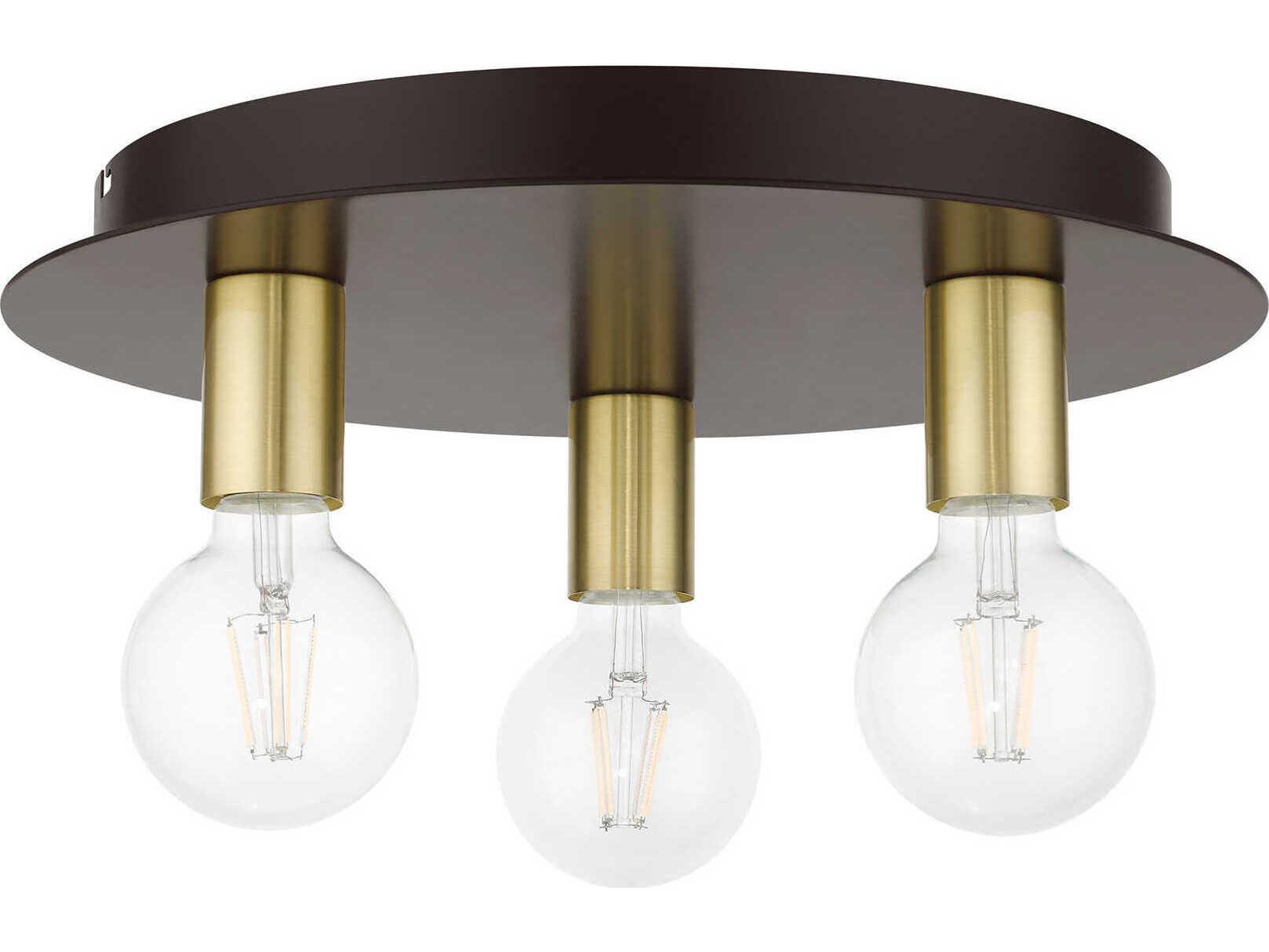 Livex Lighting Hillview 3-Light Bronze Globe Semi Flush Mount