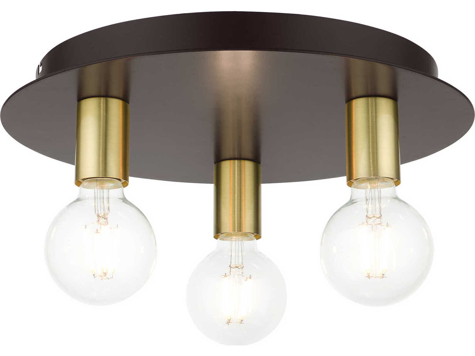 Livex Lighting Hillview 3-Light Bronze Globe Semi Flush Mount