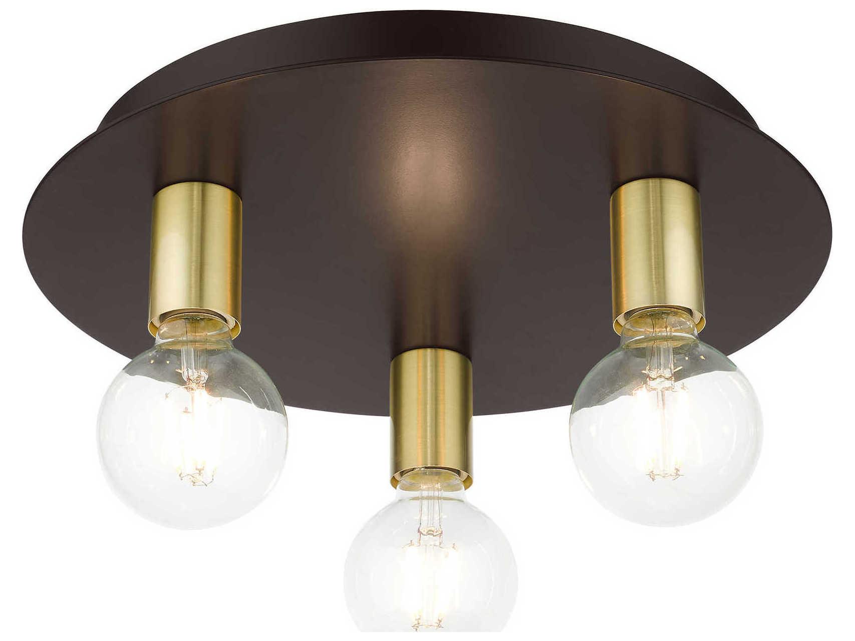 Livex Lighting Hillview 3-Light Bronze Globe Semi Flush Mount