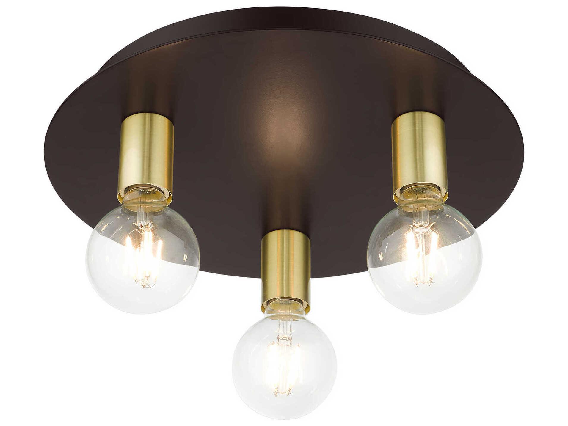 Livex Lighting Hillview 3-Light Bronze Globe Semi Flush Mount