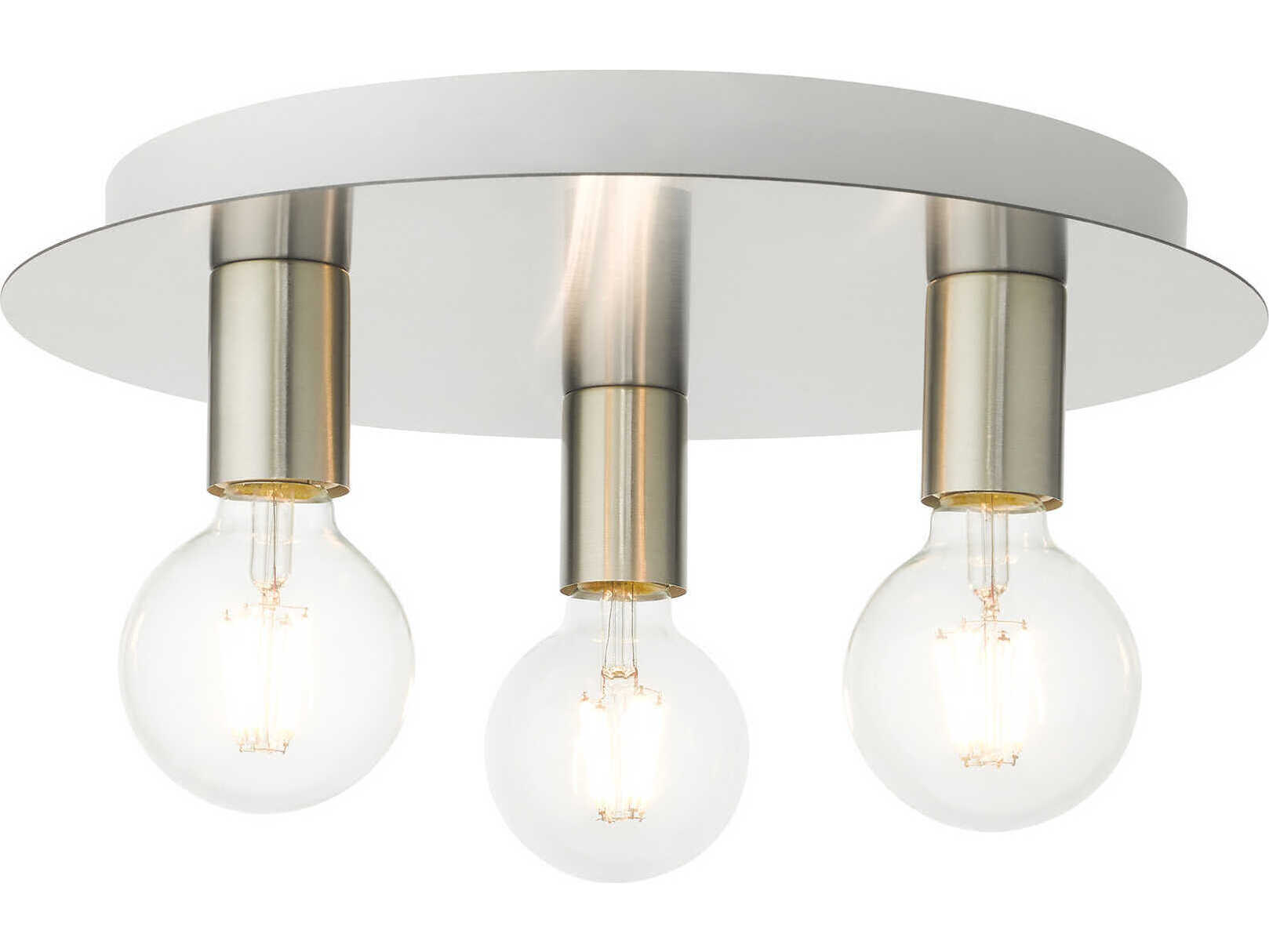 Livex Lighting Hillview 3-Light Brushed Nickel Globe Semi Flush Mount