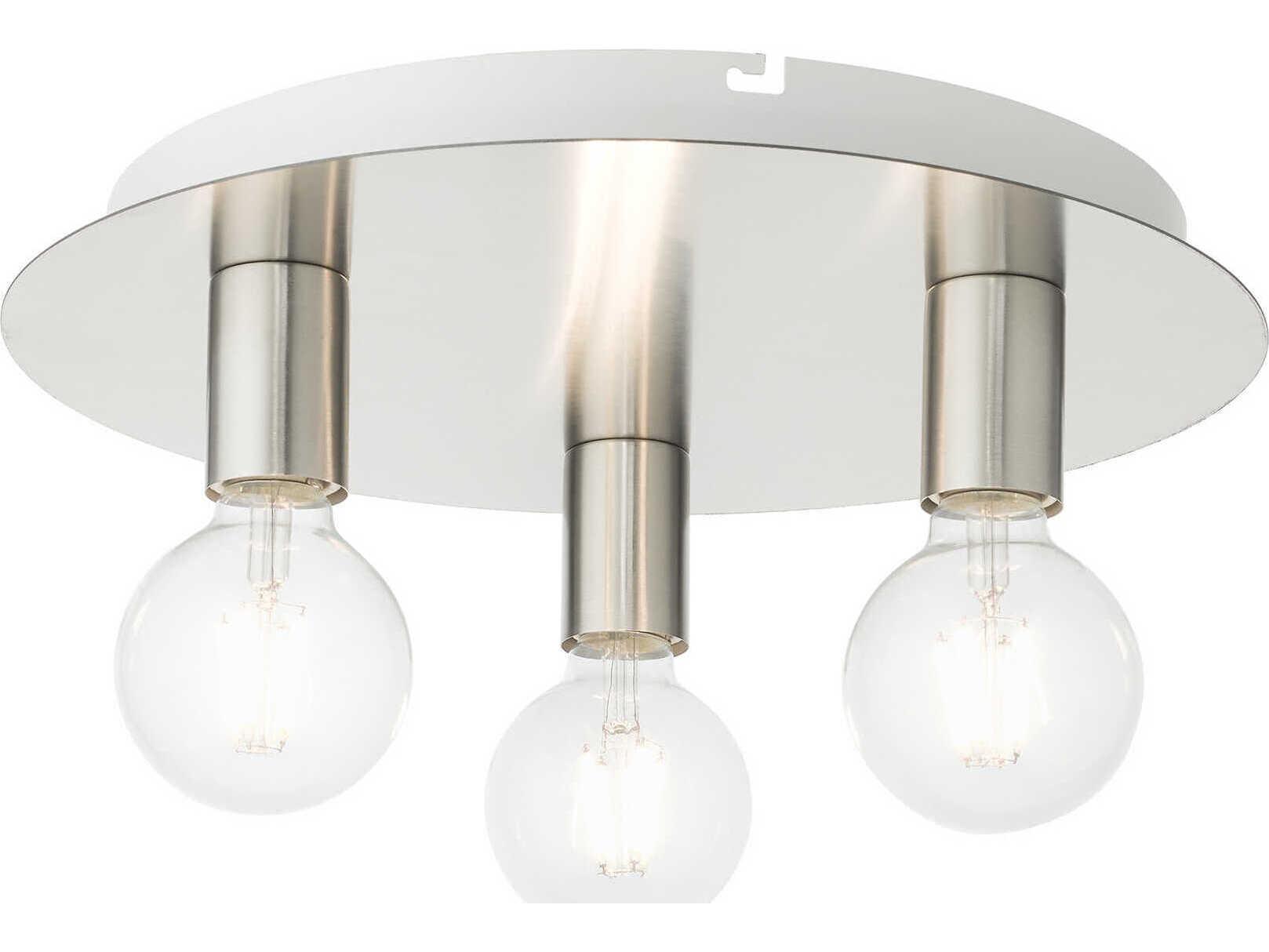 Livex Lighting Hillview 3-Light Brushed Nickel Globe Semi Flush Mount