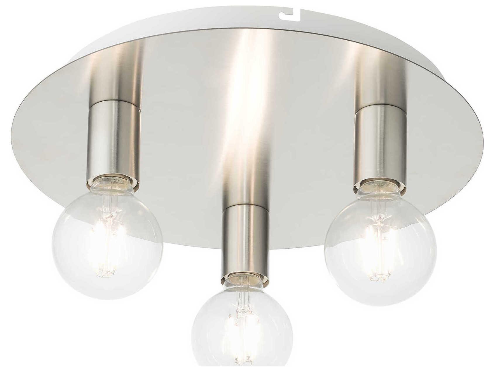 Livex Lighting Hillview 3-Light Brushed Nickel Globe Semi Flush Mount