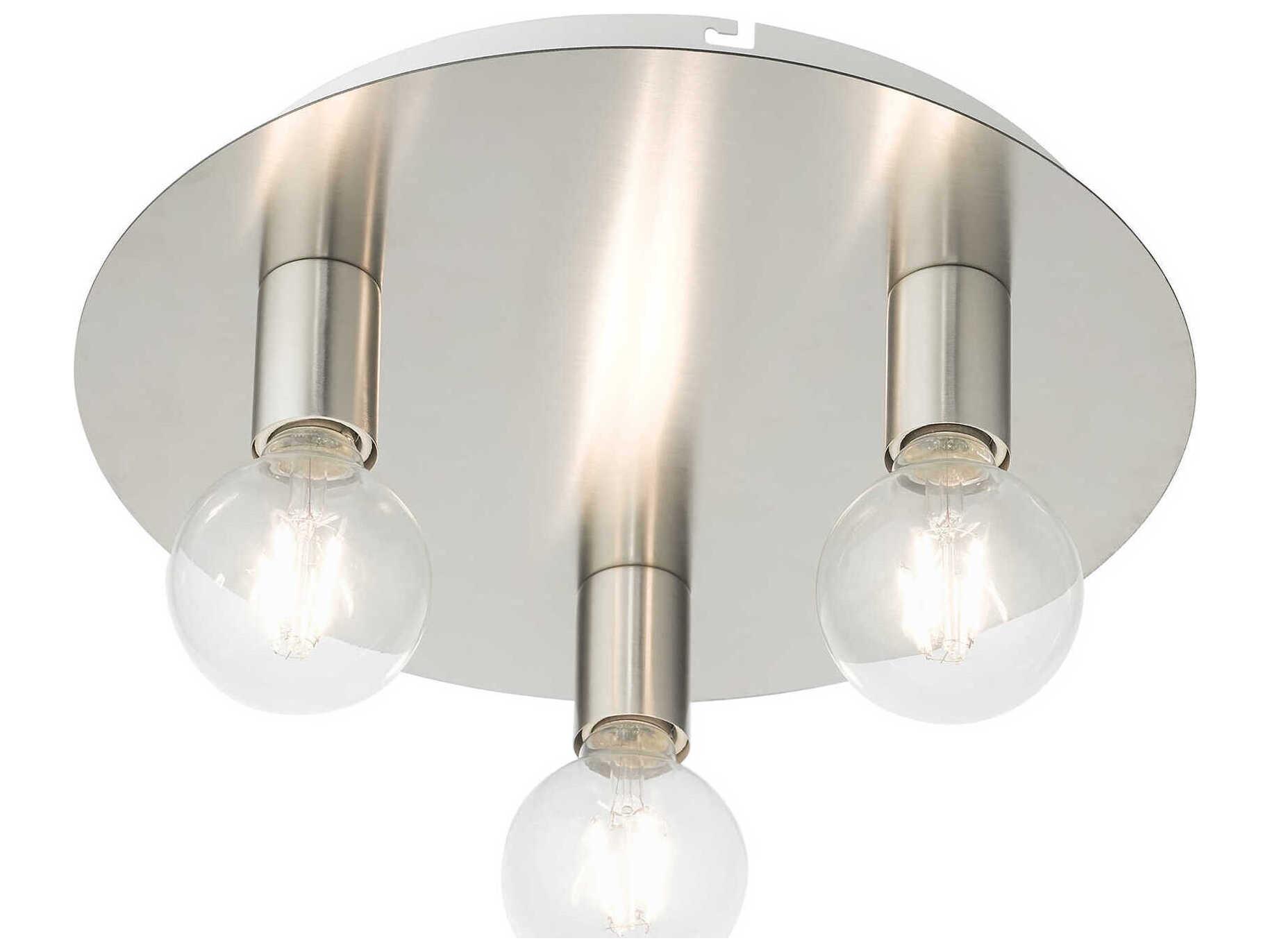 Livex Lighting Hillview 3-Light Brushed Nickel Globe Semi Flush Mount