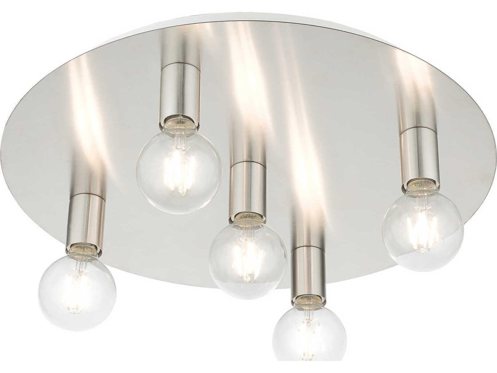 Livex Lighting Hillview 5-Light Brushed Nickel Globe Semi Flush Mount