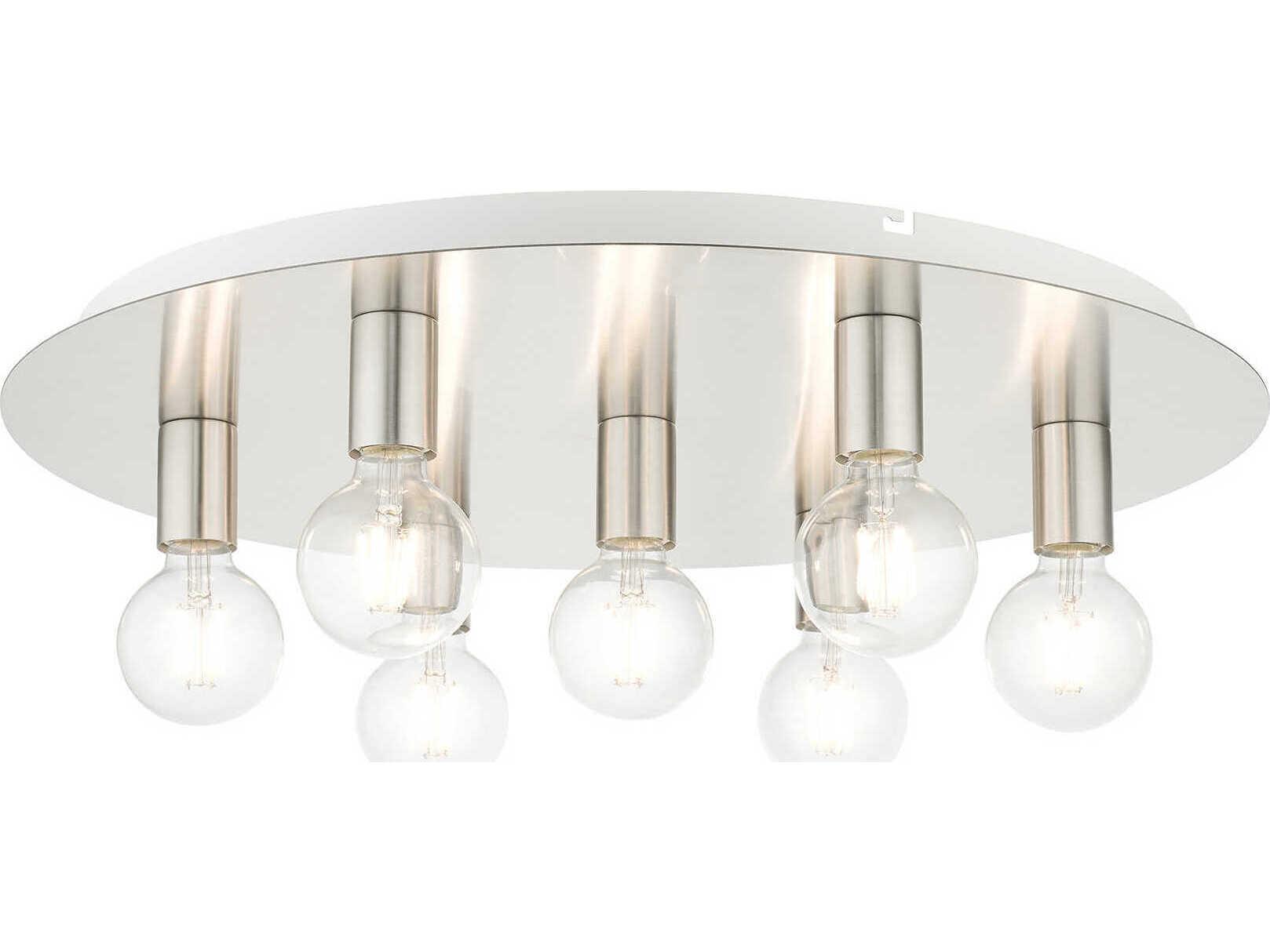 Livex Lighting Hillview 7-Light Brushed Nickel Semi Flush Mount