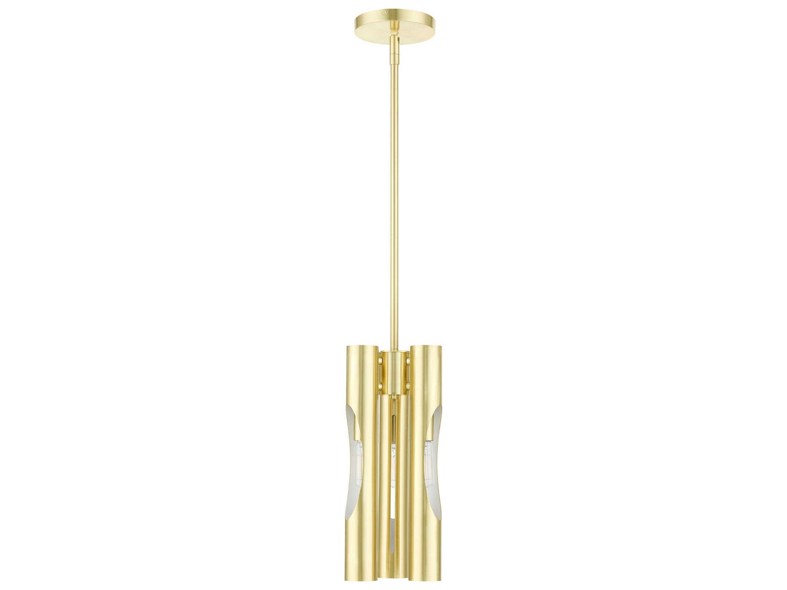 Livex Lighting Acra 3-Light Satin Brass Cylinder Mini Pendant