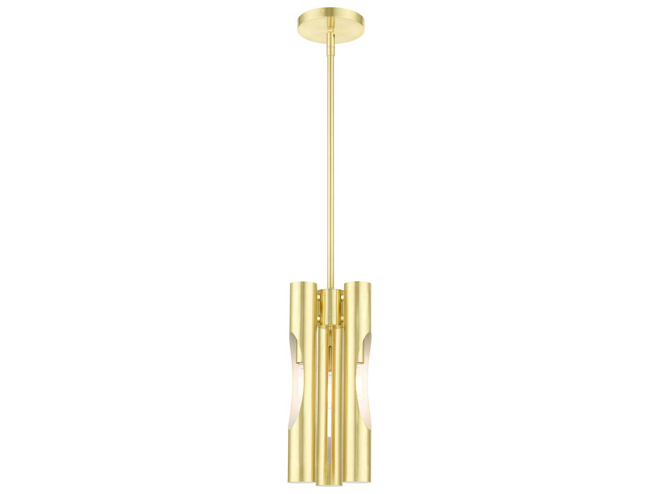 Livex Lighting Acra 3-Light Satin Brass Cylinder Mini Pendant