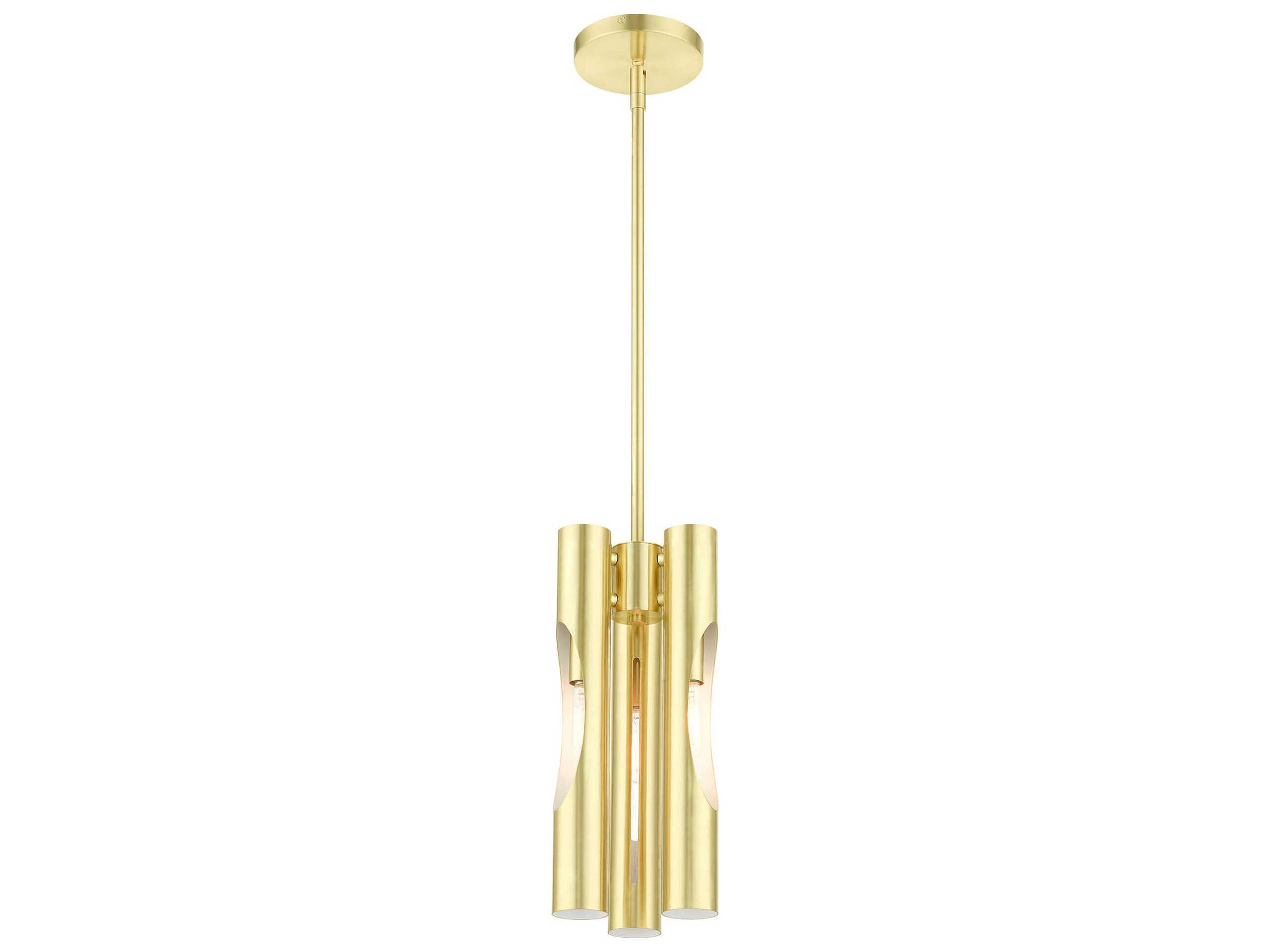 Livex Lighting Acra 3-Light Satin Brass Cylinder Mini Pendant