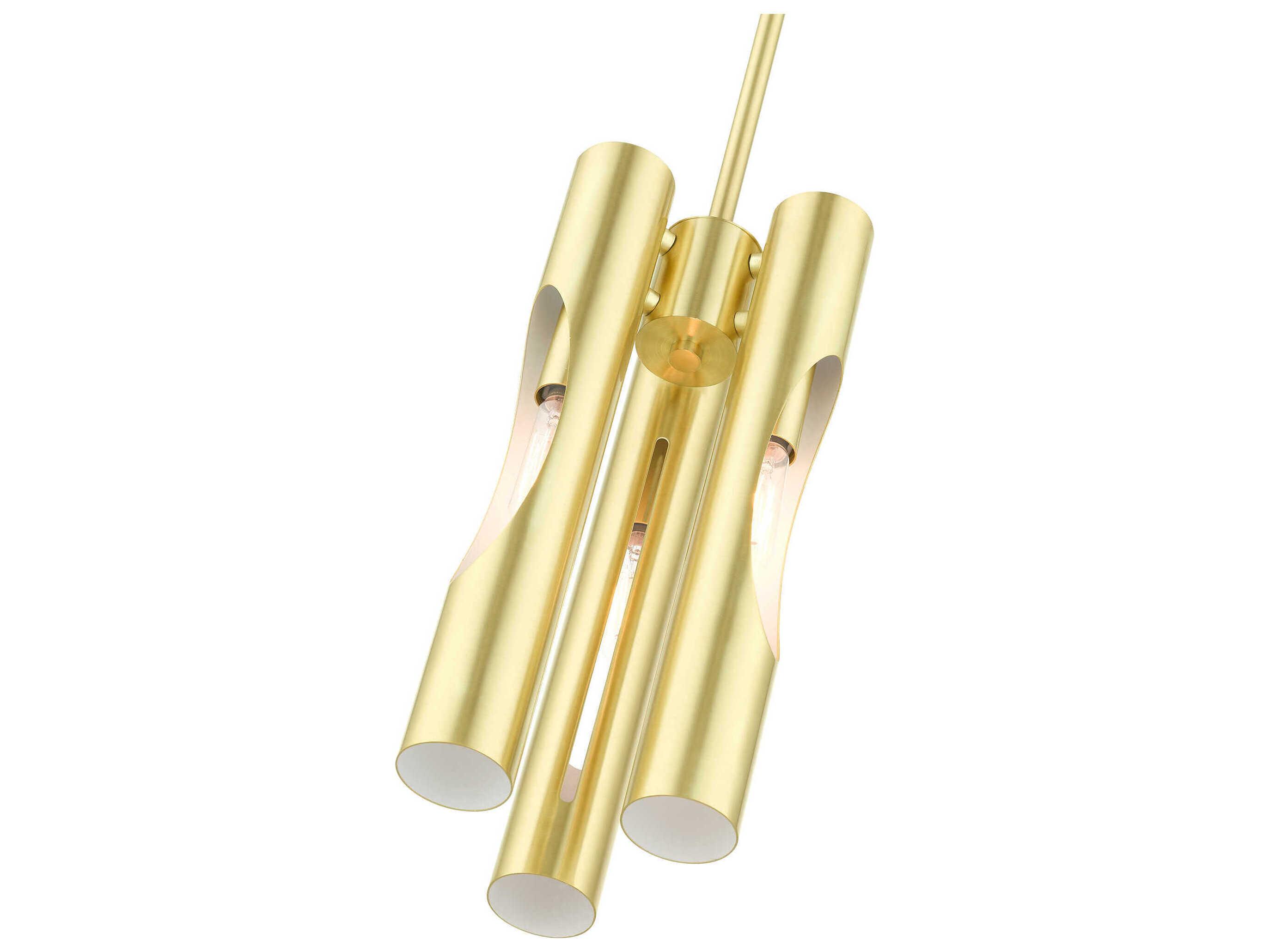 Livex Lighting Acra 3-Light Satin Brass Cylinder Mini Pendant