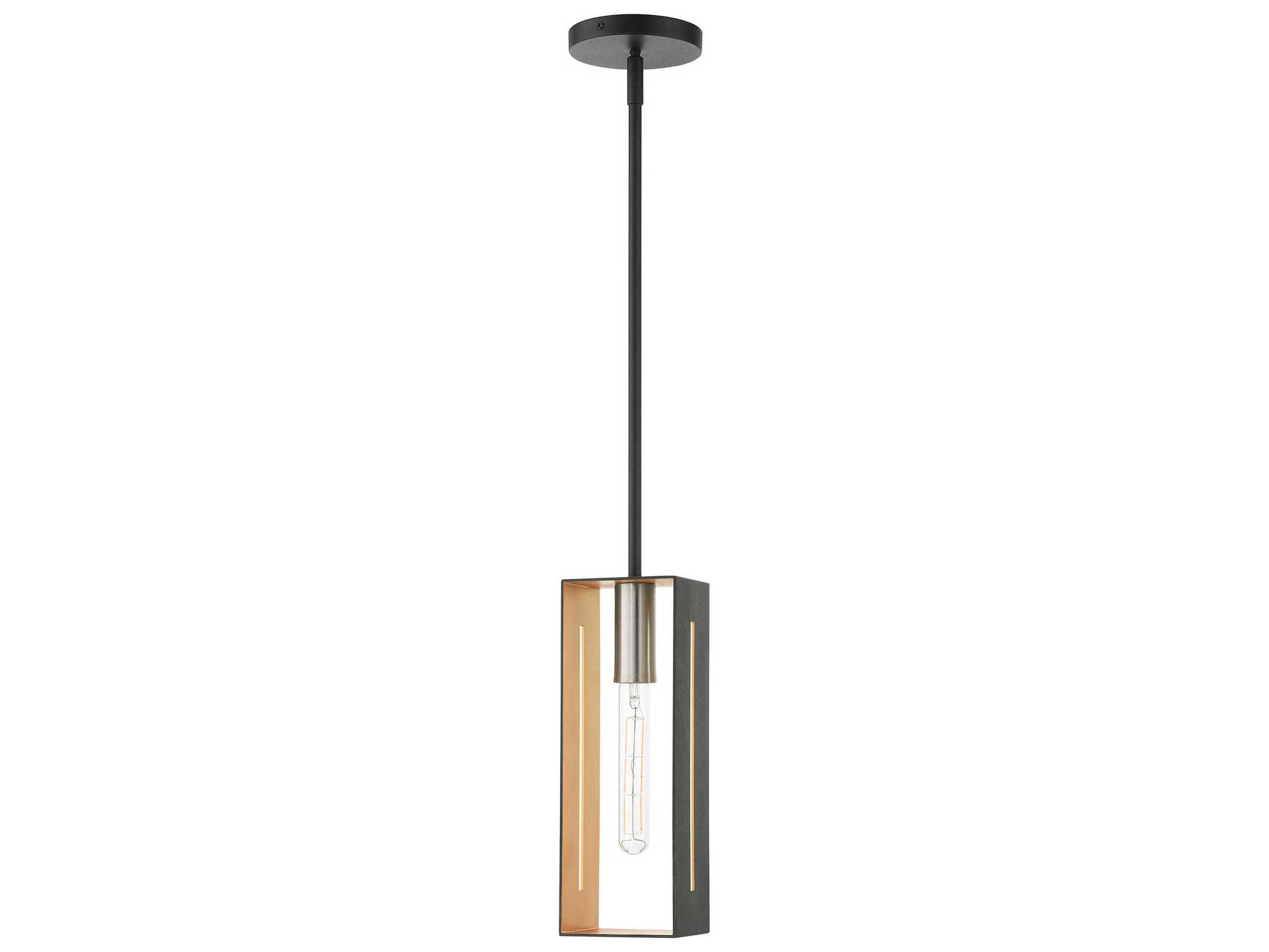 Livex Lighting Soma 1-Light Textured Black Brushed Nickel Mini Pendant