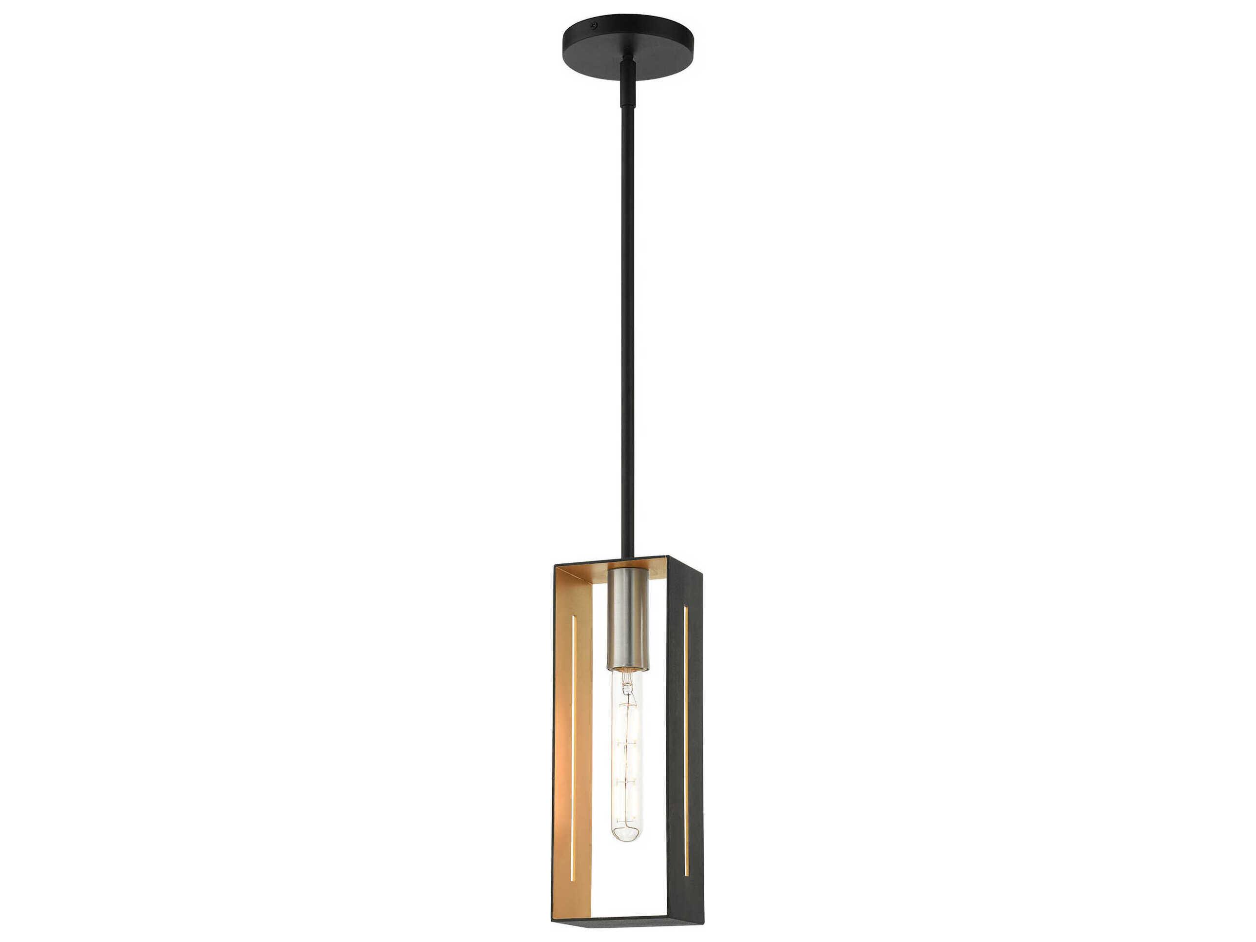 Livex Lighting Soma 1-Light Textured Black Brushed Nickel Mini Pendant