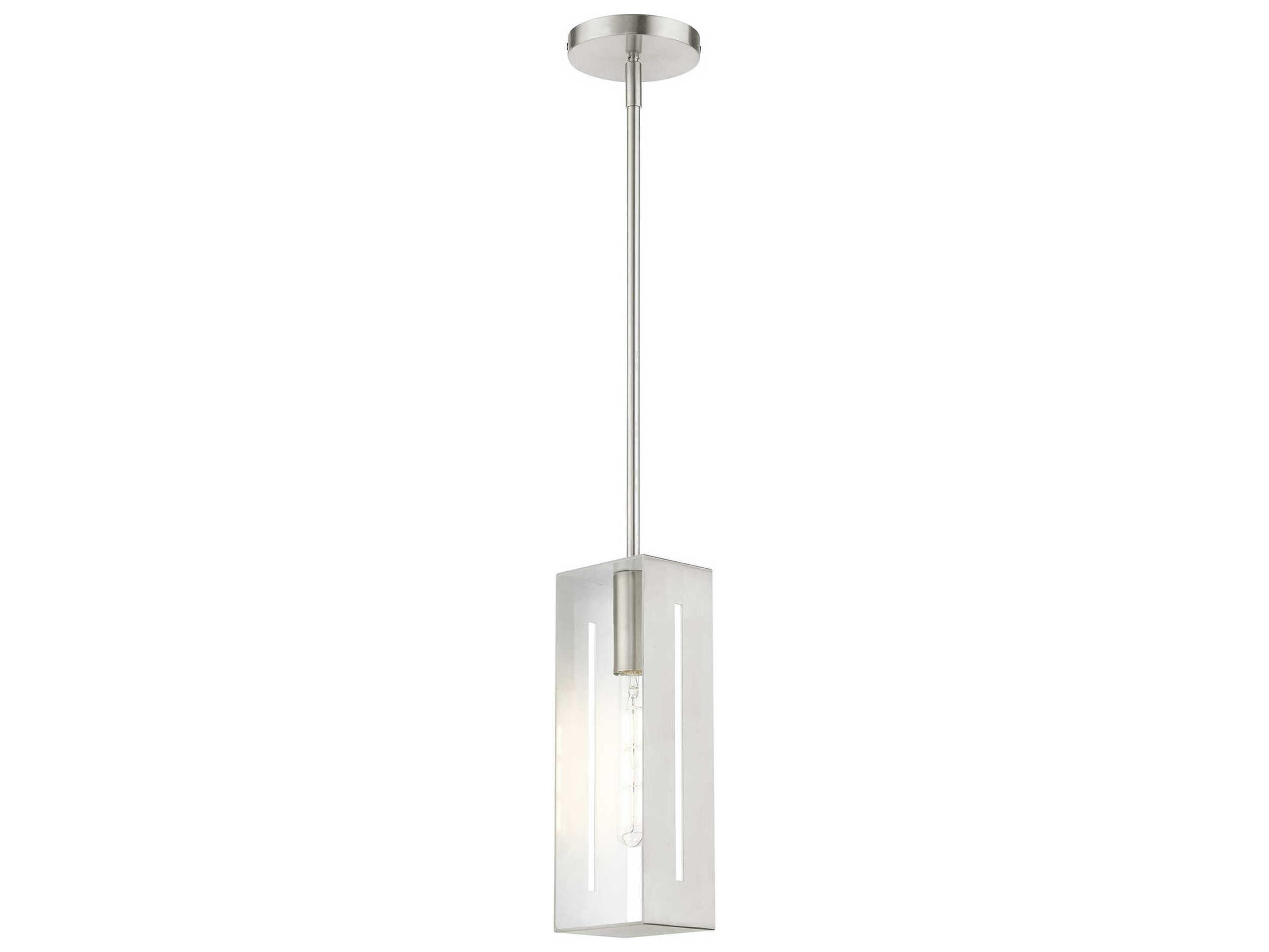 Livex Lighting Soma 1-Light Brushed Nickel Geometric Mini Pendant