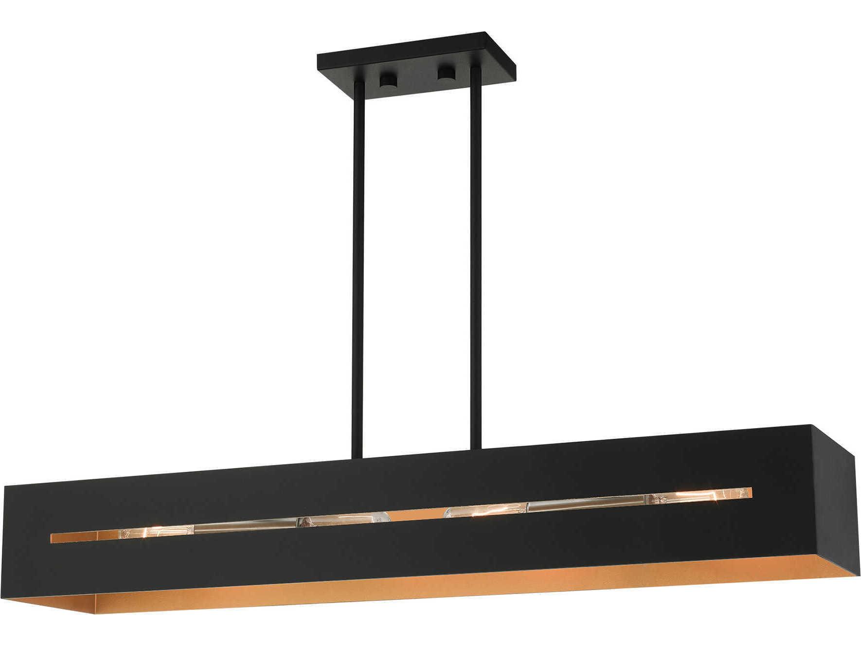 Livex Lighting Soma 4-Light Textured Black Brushed Nickel Geometric Island Pendant